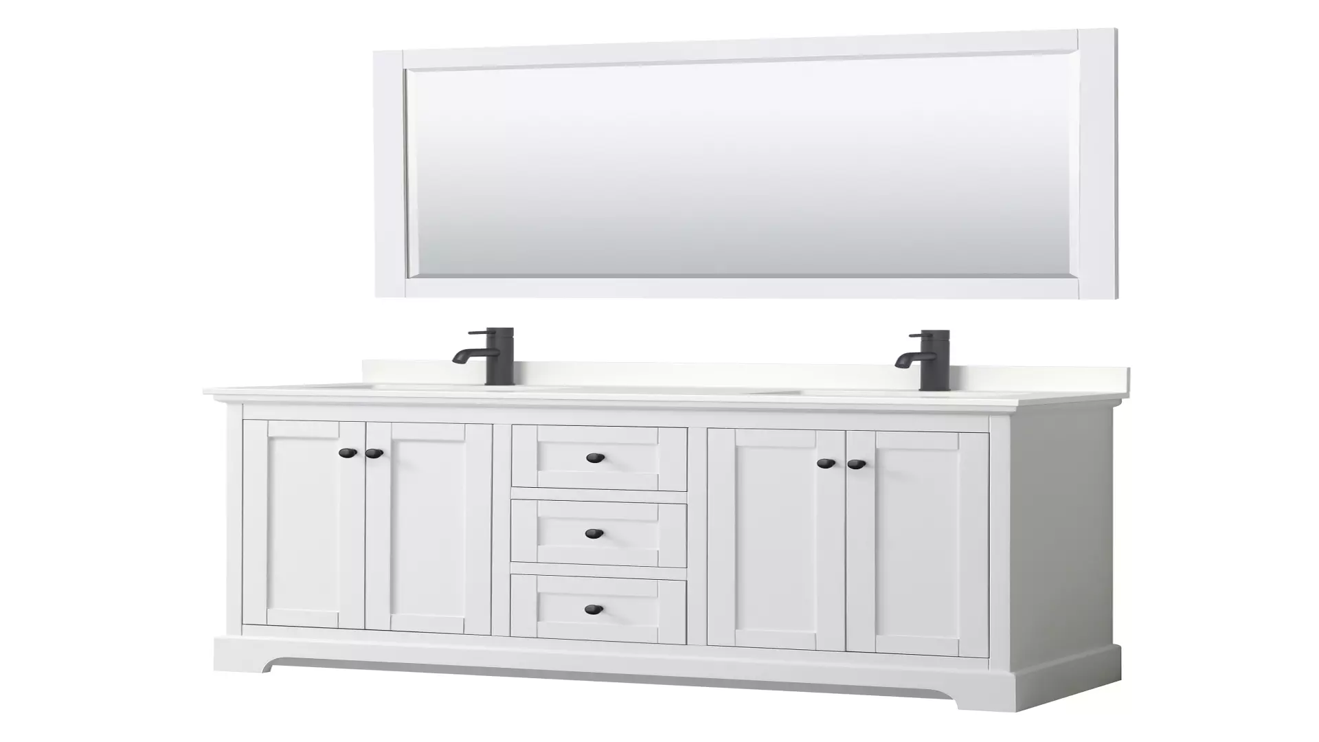 Avery 60 Inch Double Bathroom Vanity in White, White Quartz Countertop, Undermount Square Sinks (1-Hole), Matte Black Trim, 58 Inch Mirror material