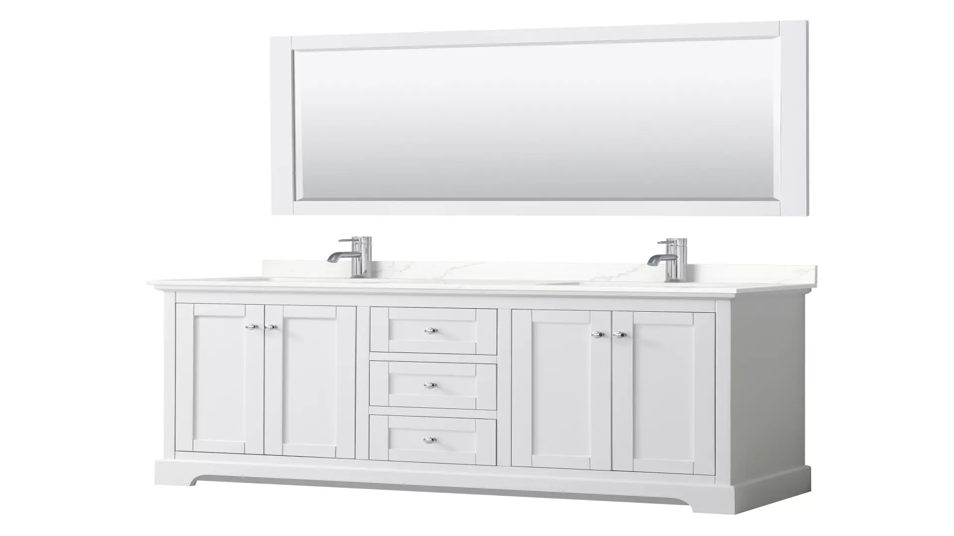 Avery 60 Inch Double Bathroom Vanity in White, Giotto Quartz Countertop, Undermount Square Sinks (1-Hole), Polished Chrome Trim, 58 Inch Mirror material