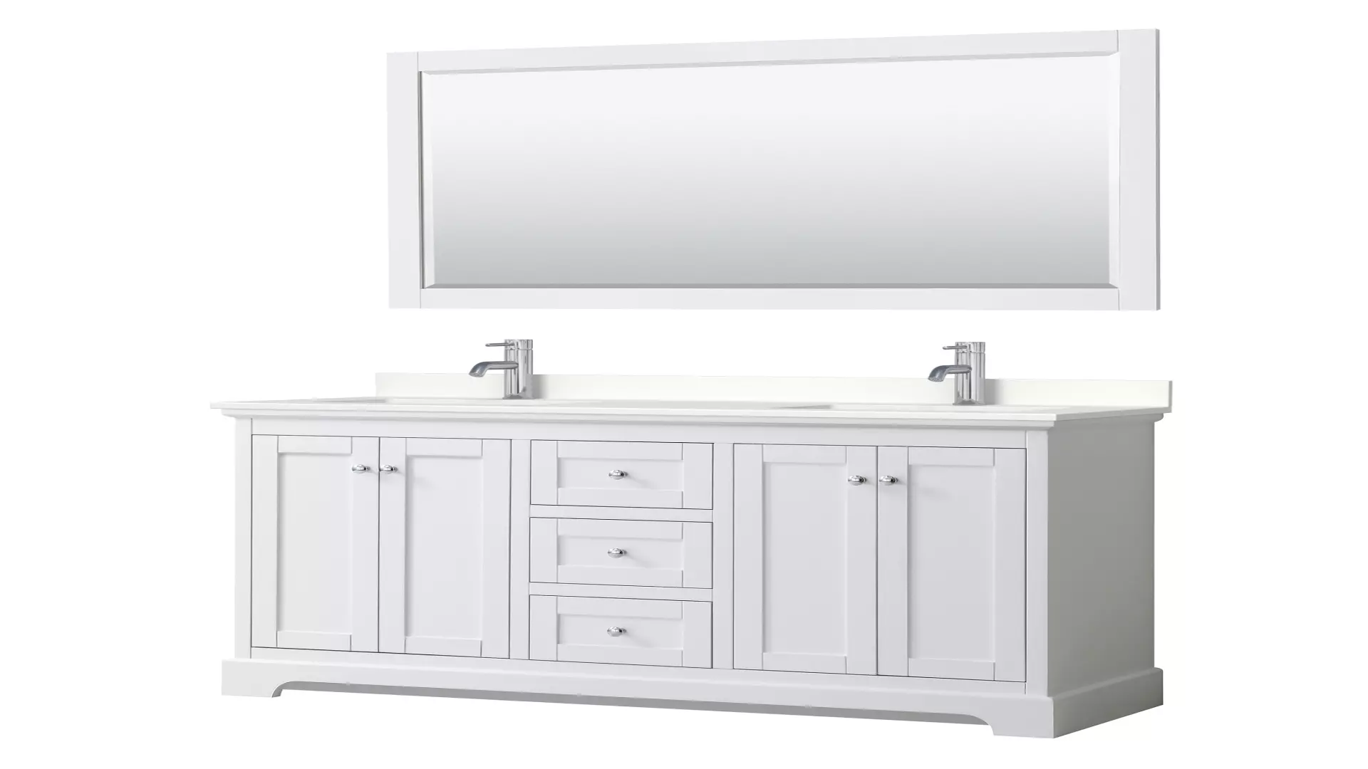 Avery 60 Inch Double Bathroom Vanity in White, White Quartz Countertop, Undermount Square Sinks (1-Hole), Polished Chrome Trim, 58 Inch Mirror material