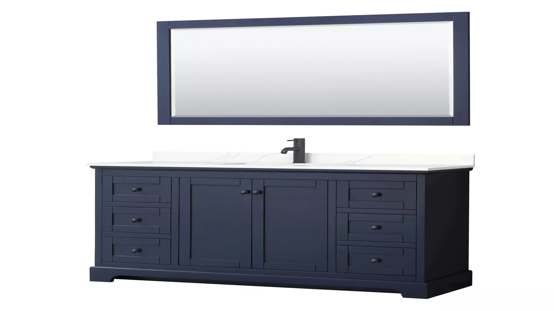 Avery 60 Inch Single Bathroom Vanity in Dark Blue, Giotto Quartz Countertop, Undermount Square Sink (1-Hole), Matte Black Trim, 58 Inch Mirror material