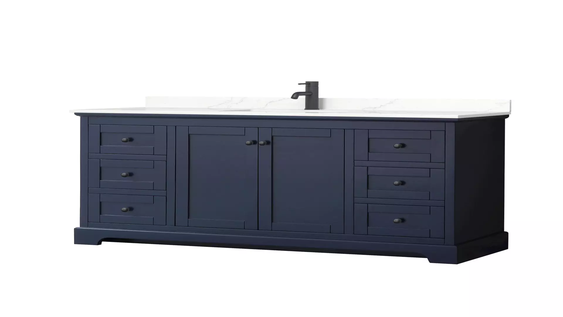 Avery 60 Inch Single Bathroom Vanity in Dark Blue, Giotto Quartz Countertop, Undermount Square Sink (1-Hole), Matte Black Trim material