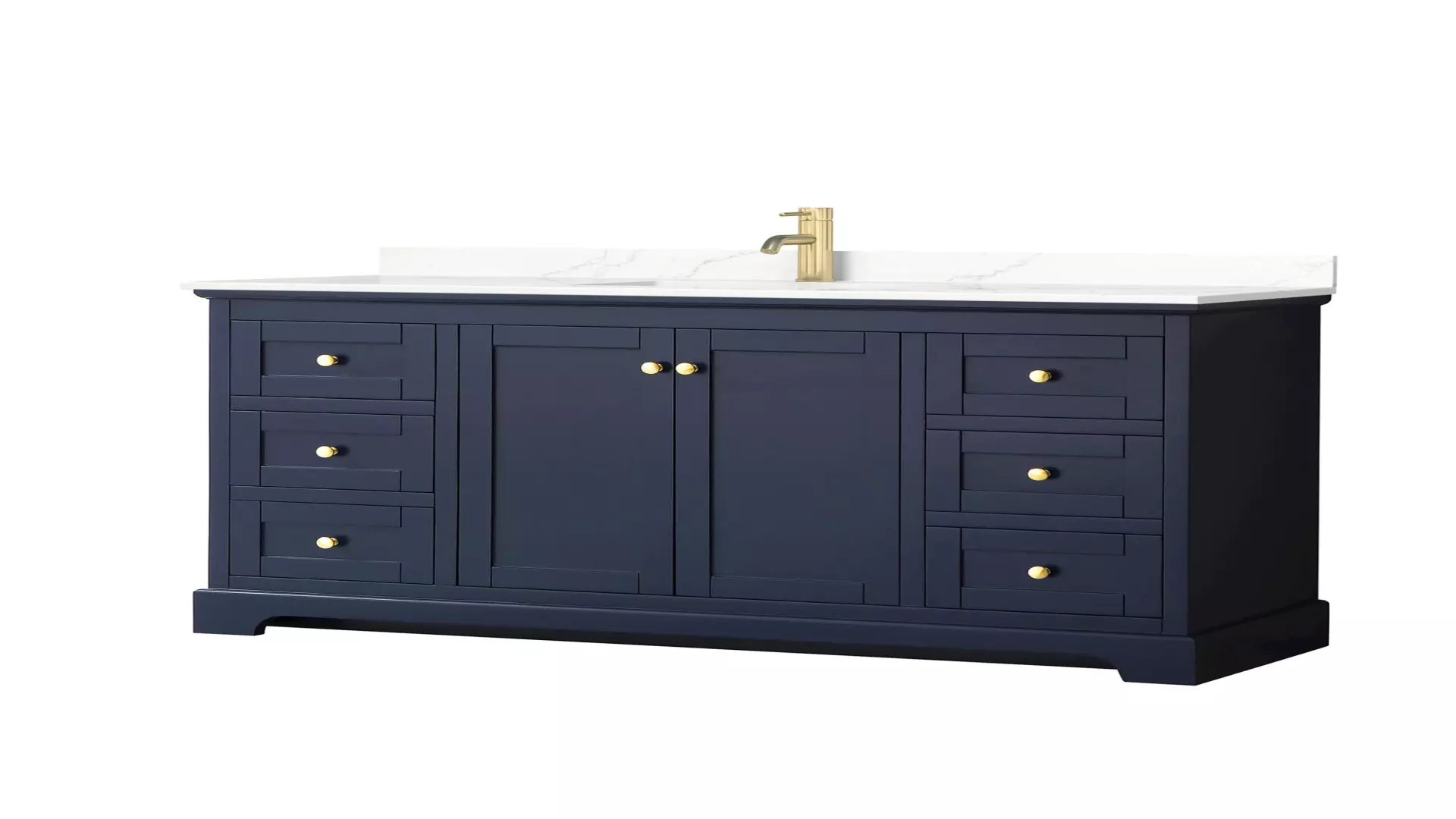 Avery 60 Inch Single Bathroom Vanity in Dark Blue, Giotto Quartz Countertop, Undermount Square Sink (1-Hole), Brushed Gold Trim material