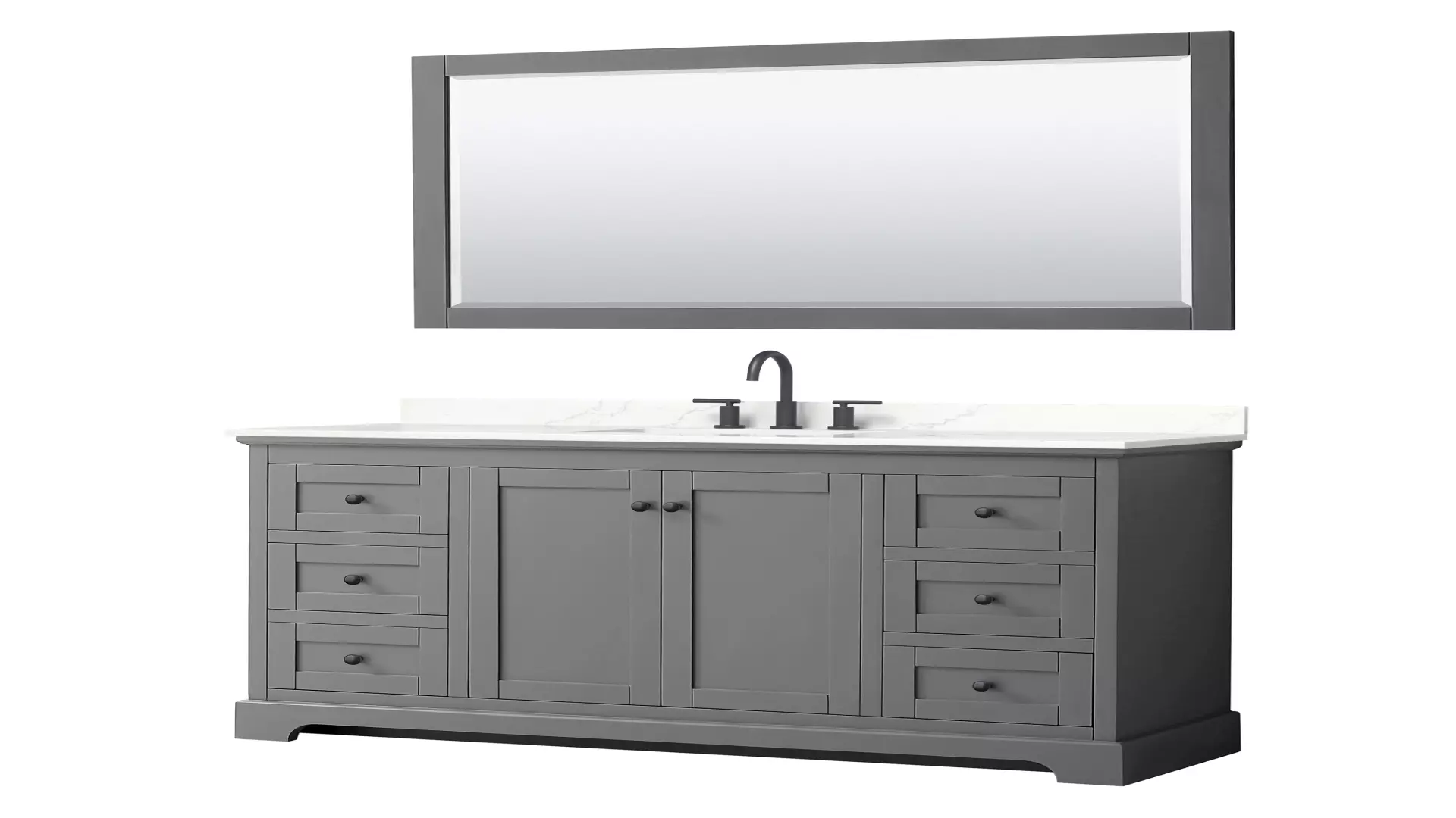 Avery 60 Inch Single Bathroom Vanity in Dark Gray, Giotto Quartz Countertop, Undermount Square Sink (3-Hole), Matte Black Trim, 58 Inch Mirror material