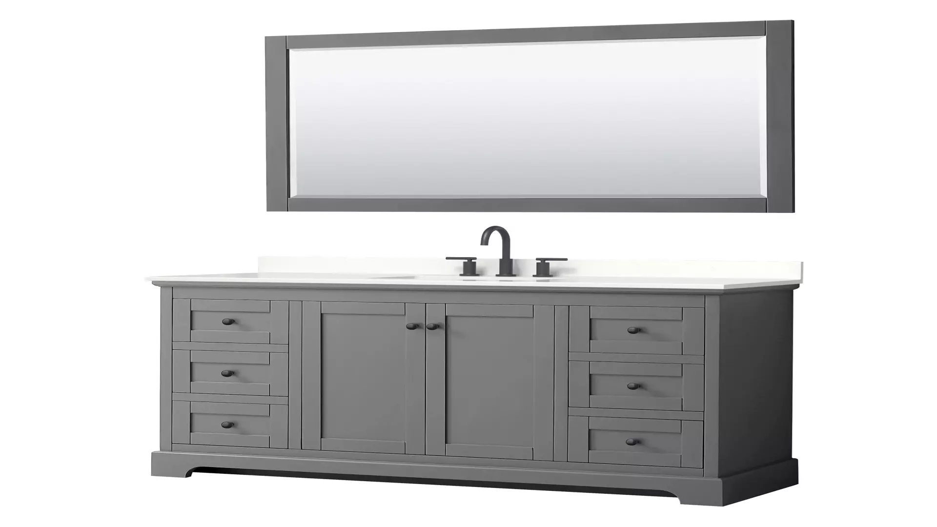 Avery 60 Inch Single Bathroom Vanity in Dark Gray, White Quartz Countertop, Undermount Square Sink (3-Hole), Matte Black Trim, 58 Inch Mirror material