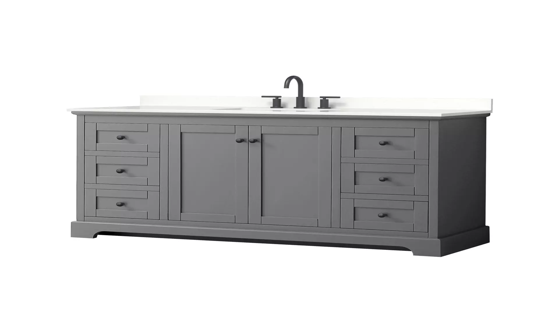 Avery 60 Inch Single Bathroom Vanity in Dark Gray, White Quartz Countertop, Undermount Square Sink (3-Hole), Matte Black Trim material
