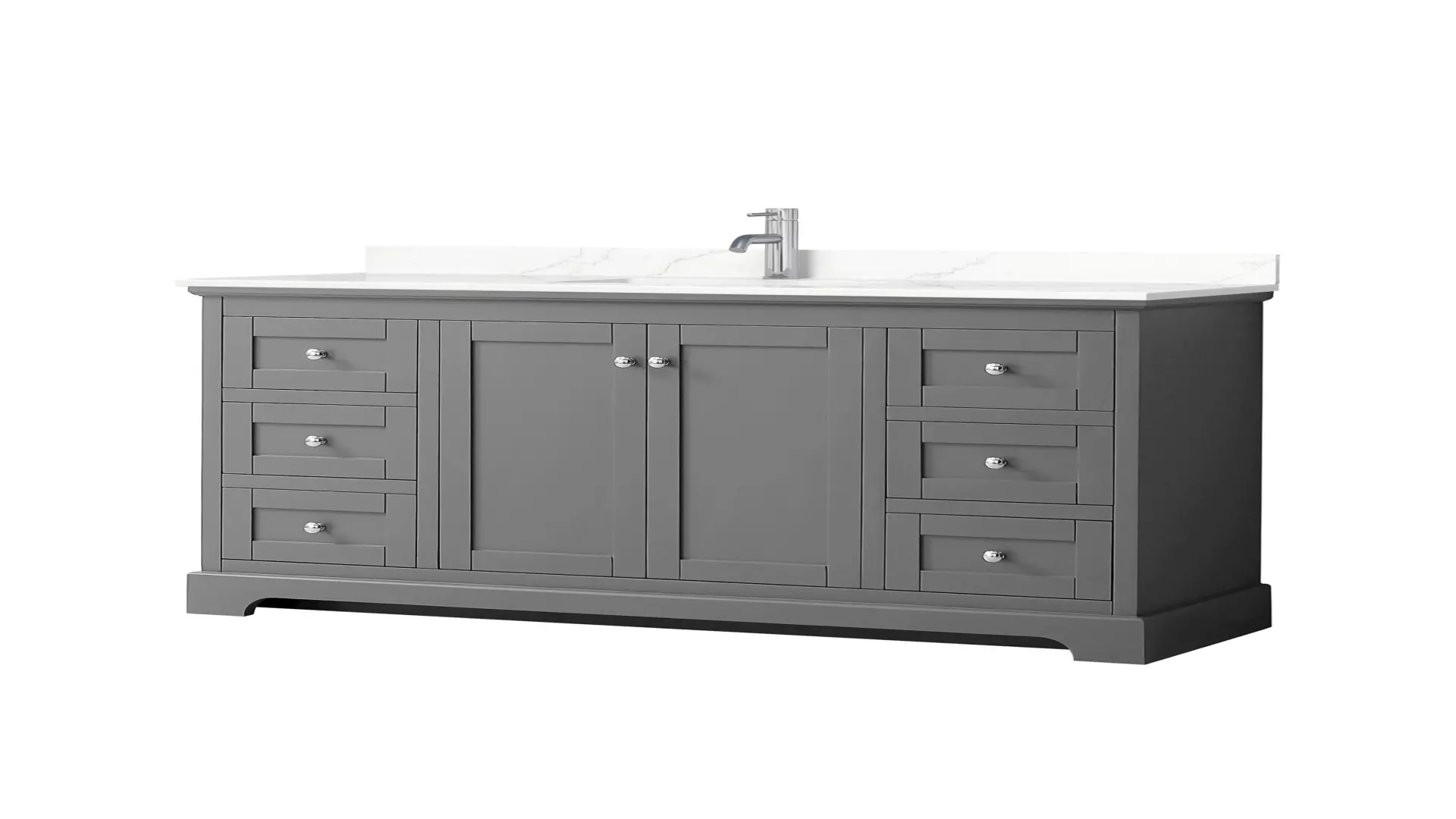 Avery 60 Inch Single Bathroom Vanity in Dark Gray, Giotto Quartz Countertop, Undermount Square Sink (1-Hole), Polished Chrome Trim material