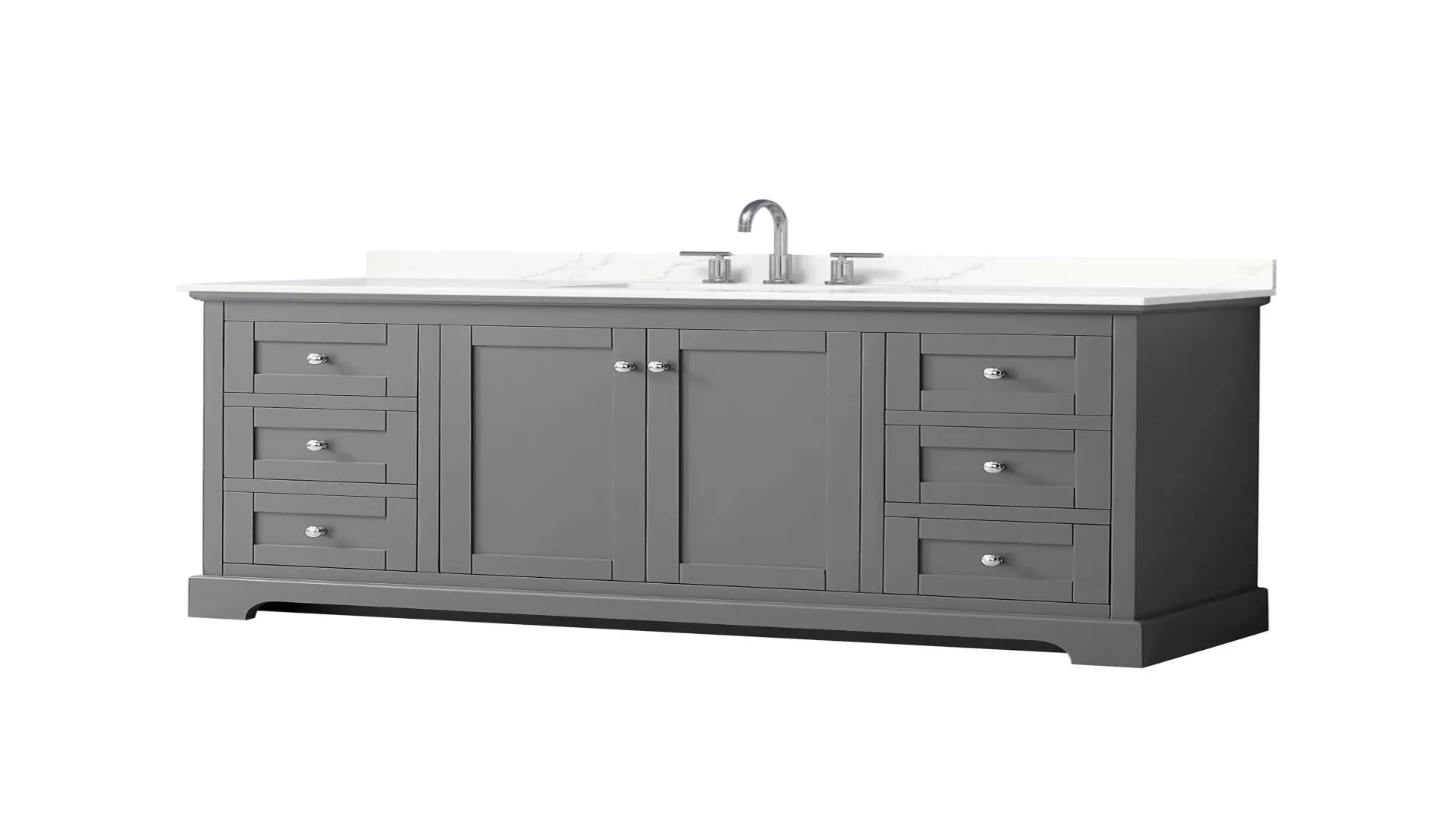Avery 60 Inch Single Bathroom Vanity in Dark Gray, Giotto Quartz Countertop, Undermount Square Sink (3-Hole), Polished Chrome Trim material