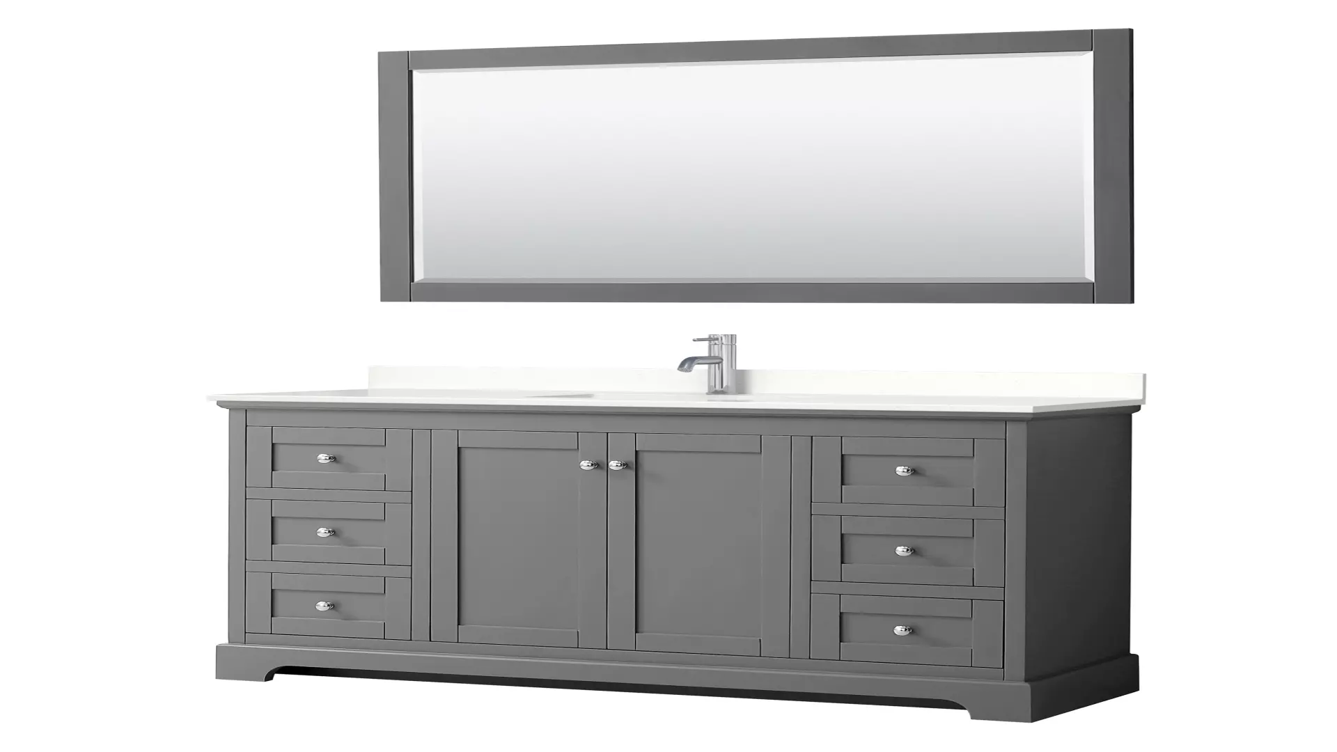 Avery 60 Inch Single Bathroom Vanity in Dark Gray, White Quartz Countertop, Undermount Square Sink (1-Hole), Polished Chrome Trim, 58 Inch Mirror material