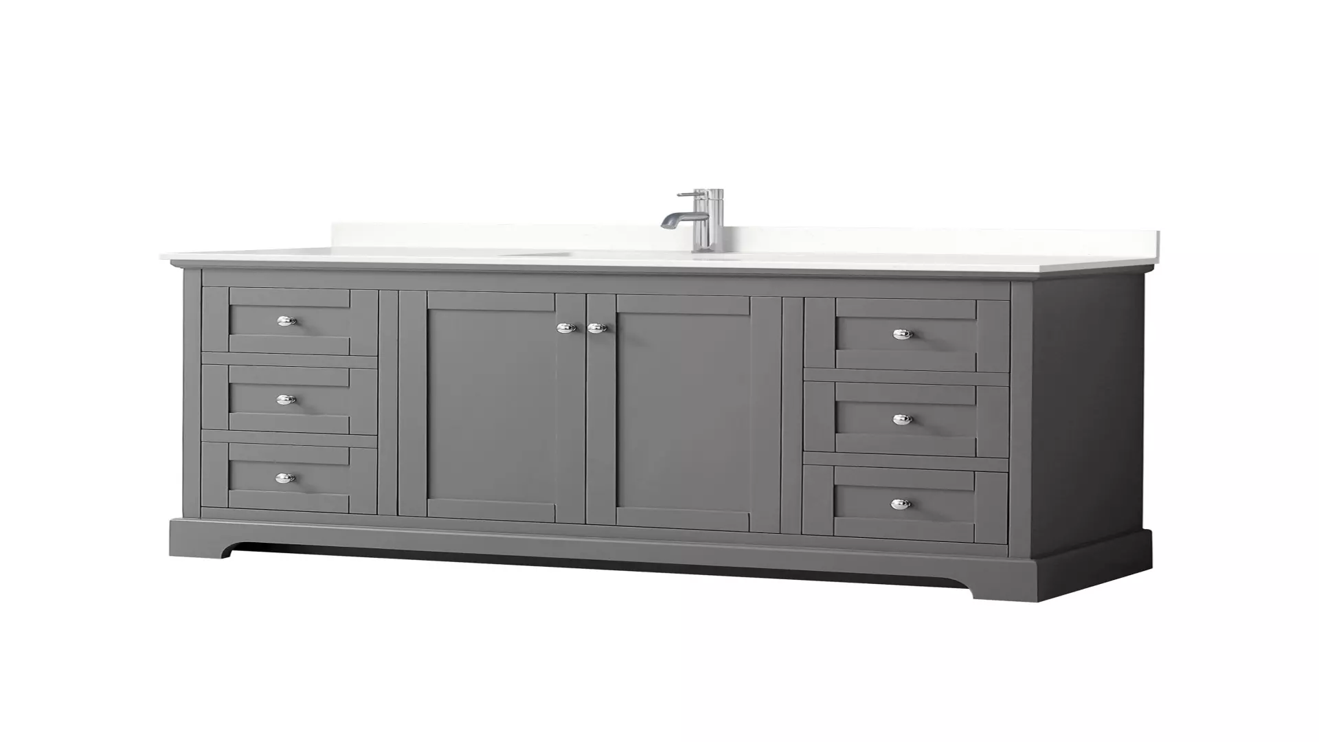 Avery 60 Inch Single Bathroom Vanity in Dark Gray, White Quartz Countertop, Undermount Square Sink (1-Hole), Polished Chrome Trim material