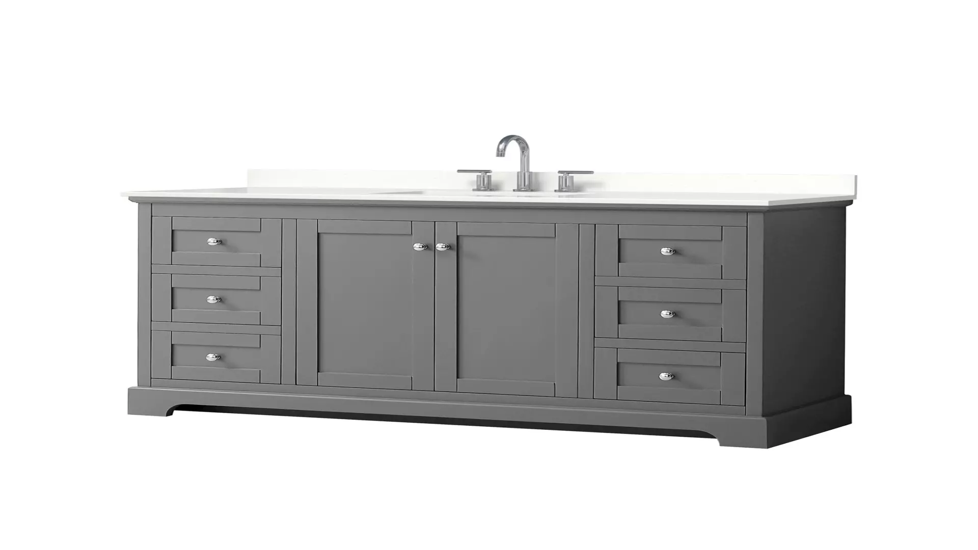 Avery 60 Inch Single Bathroom Vanity in Dark Gray, White Quartz Countertop, Undermount Square Sink (3-Hole), Polished Chrome Trim material