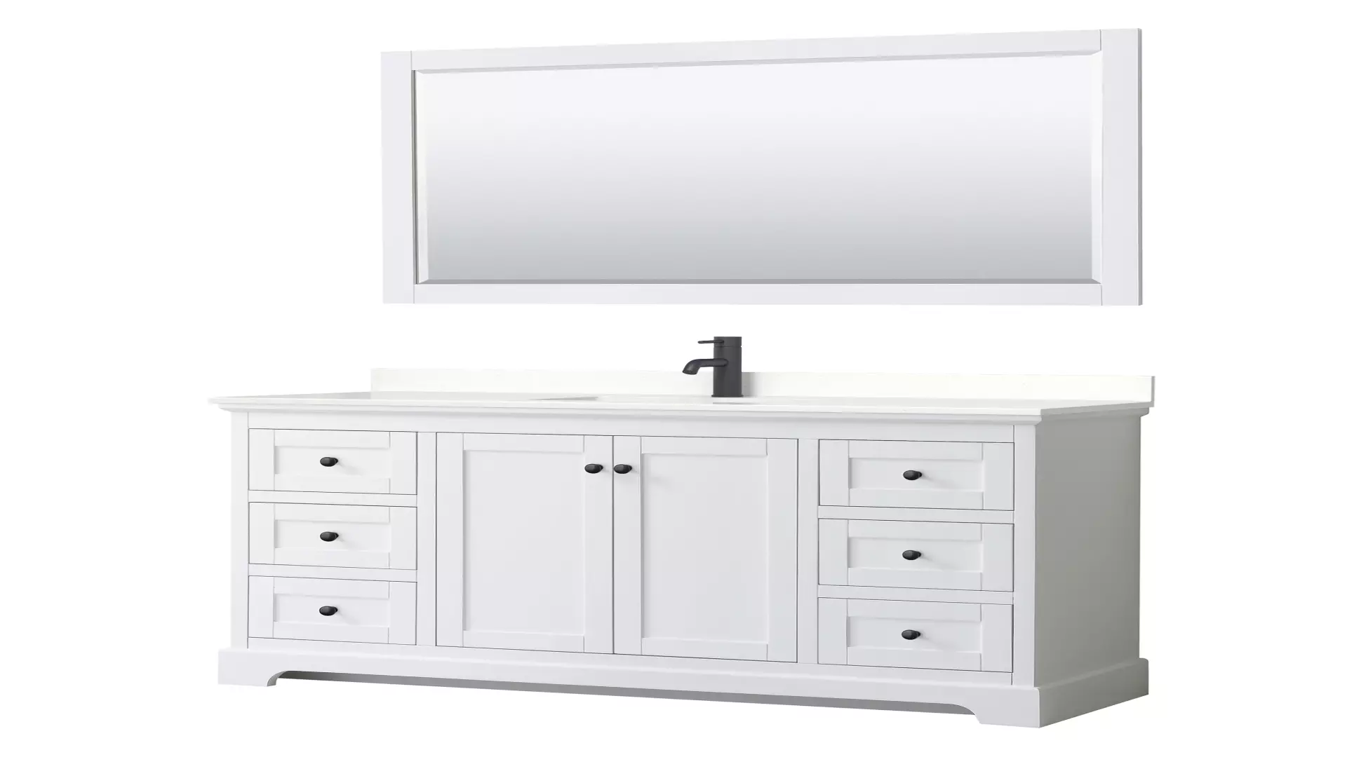 Avery 60 Inch Single Bathroom Vanity in White, White Quartz Countertop, Undermount Square Sink (1-Hole), Matte Black Trim, 58 Inch Mirror material