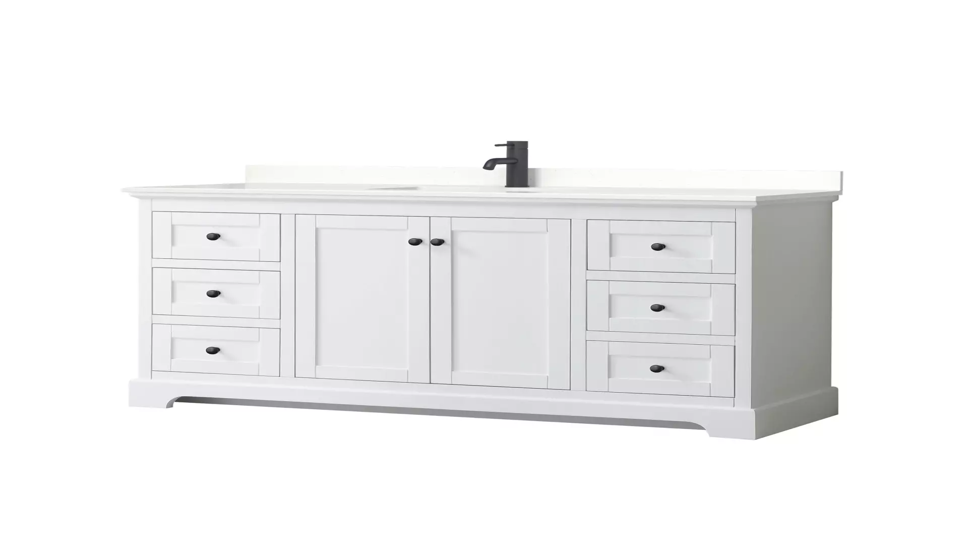 Avery 60 Inch Single Bathroom Vanity in White, White Quartz Countertop, Undermount Square Sink (1-Hole), Matte Black Trim material
