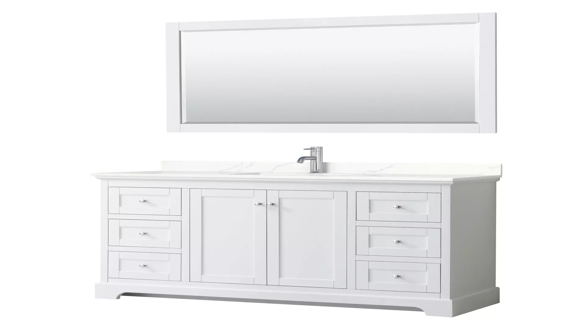 Avery 60 Inch Single Bathroom Vanity in White, Giotto Quartz Countertop, Undermount Square Sink (1-Hole), Polished Chrome Trim, 58 Inch Mirror material