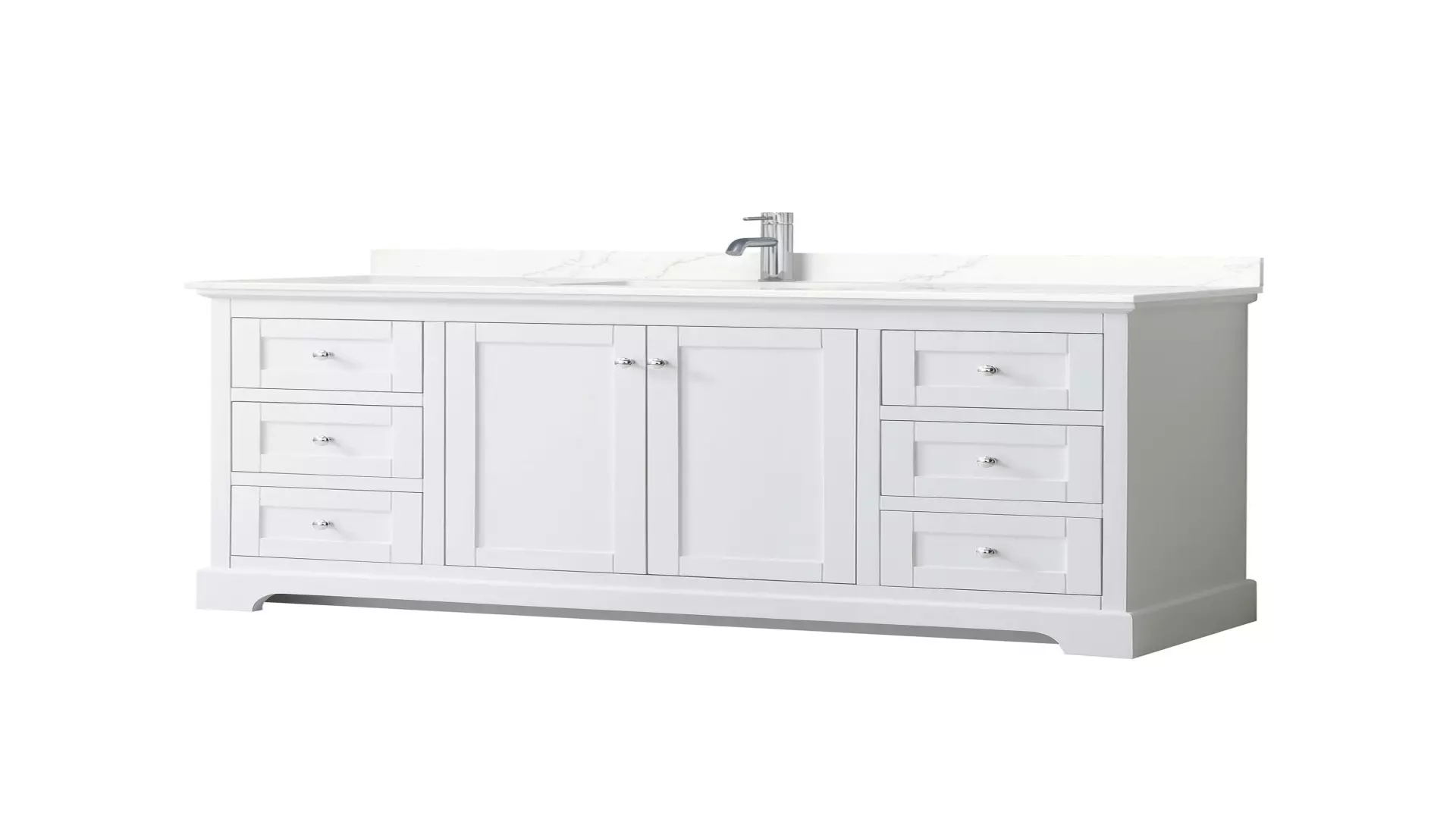 Avery 60 Inch Single Bathroom Vanity in White, Giotto Quartz Countertop, Undermount Square Sink (1-Hole), Polished Chrome Trim material