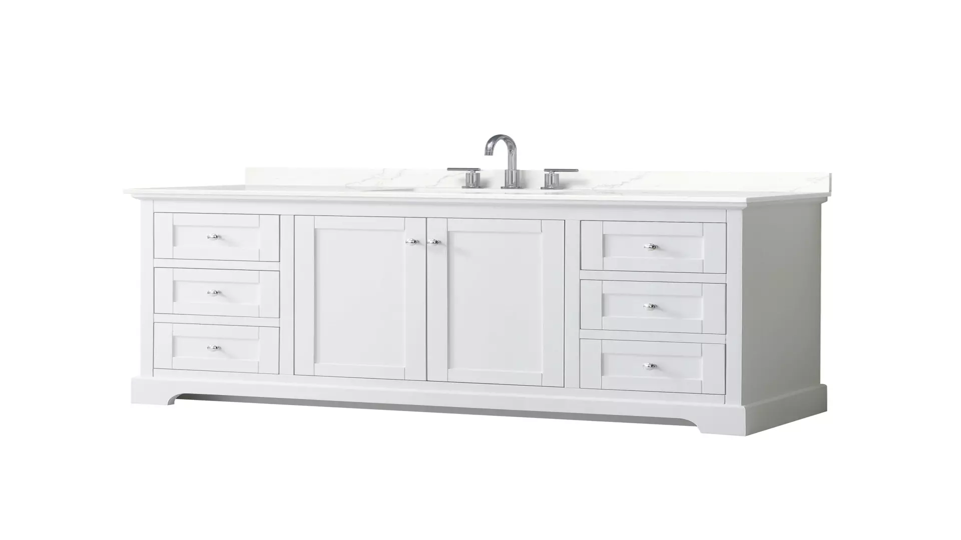 Avery 60 Inch Single Bathroom Vanity in White, Giotto Quartz Countertop, Undermount Square Sink (3-Hole), Polished Chrome Trim material
