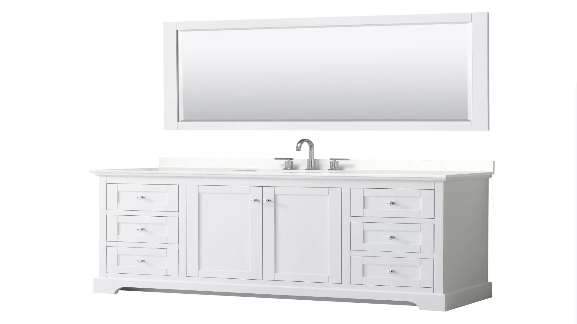 Avery 60 Inch Single Bathroom Vanity in White, White Quartz Countertop, Undermount Square Sink (3-Hole), Polished Chrome Trim, 58 Inch Mirror material