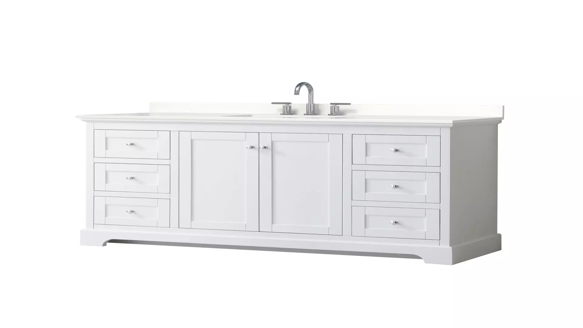 Avery 60 Inch Single Bathroom Vanity in White, White Quartz Countertop, Undermount Square Sink (3-Hole), Polished Chrome Trim material
