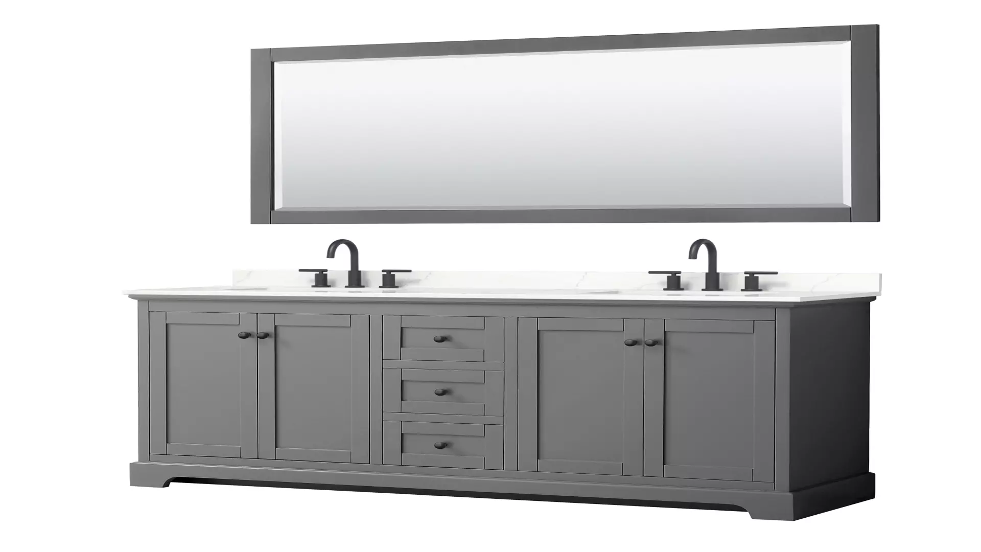Avery 72 Inch Double Bathroom Vanity in Dark Gray, Giotto Quartz Countertop, Undermount Square Sinks (3-Hole), Matte Black Trim, 70 Inch Mirror material