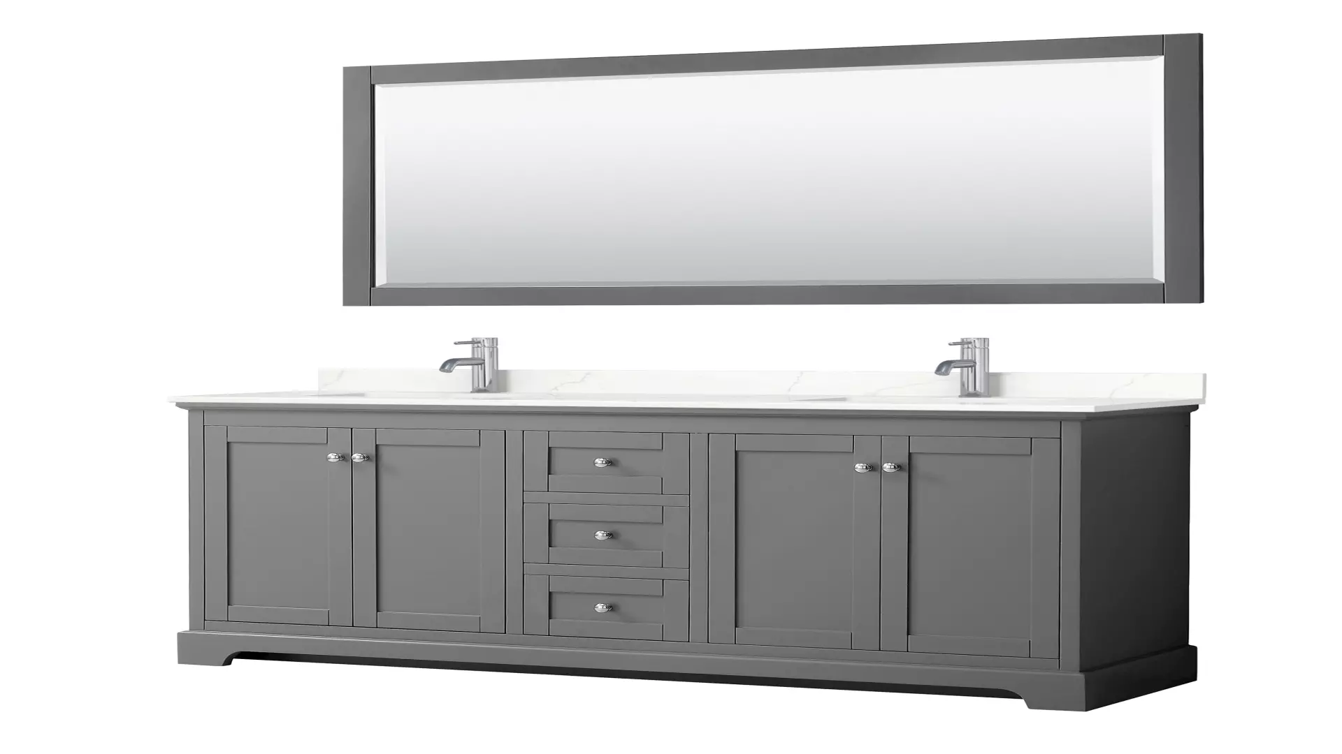 Avery 72 Inch Double Bathroom Vanity in Dark Gray, Giotto Quartz Countertop, Undermount Square Sinks (1-Hole), Polished Chrome Trim, 70 Inch Mirror material