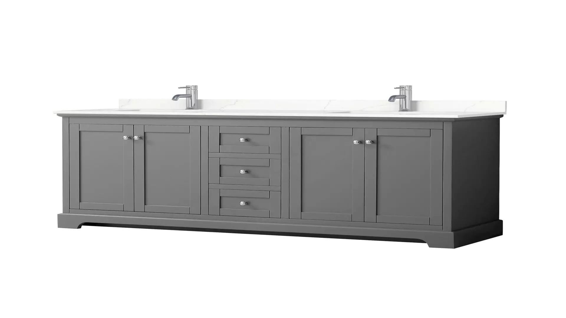 Avery 72 Inch Double Bathroom Vanity in Dark Gray, Giotto Quartz Countertop, Undermount Square Sinks (1-Hole), Polished Chrome Trim material