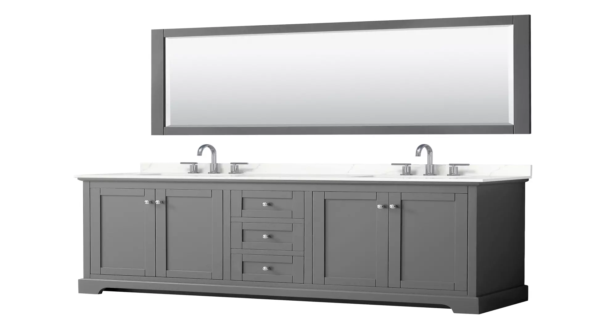 Avery 72 Inch Double Bathroom Vanity in Dark Gray, Giotto Quartz Countertop, Undermount Square Sinks (3-Hole), Polished Chrome Trim, 70 Inch Mirror material