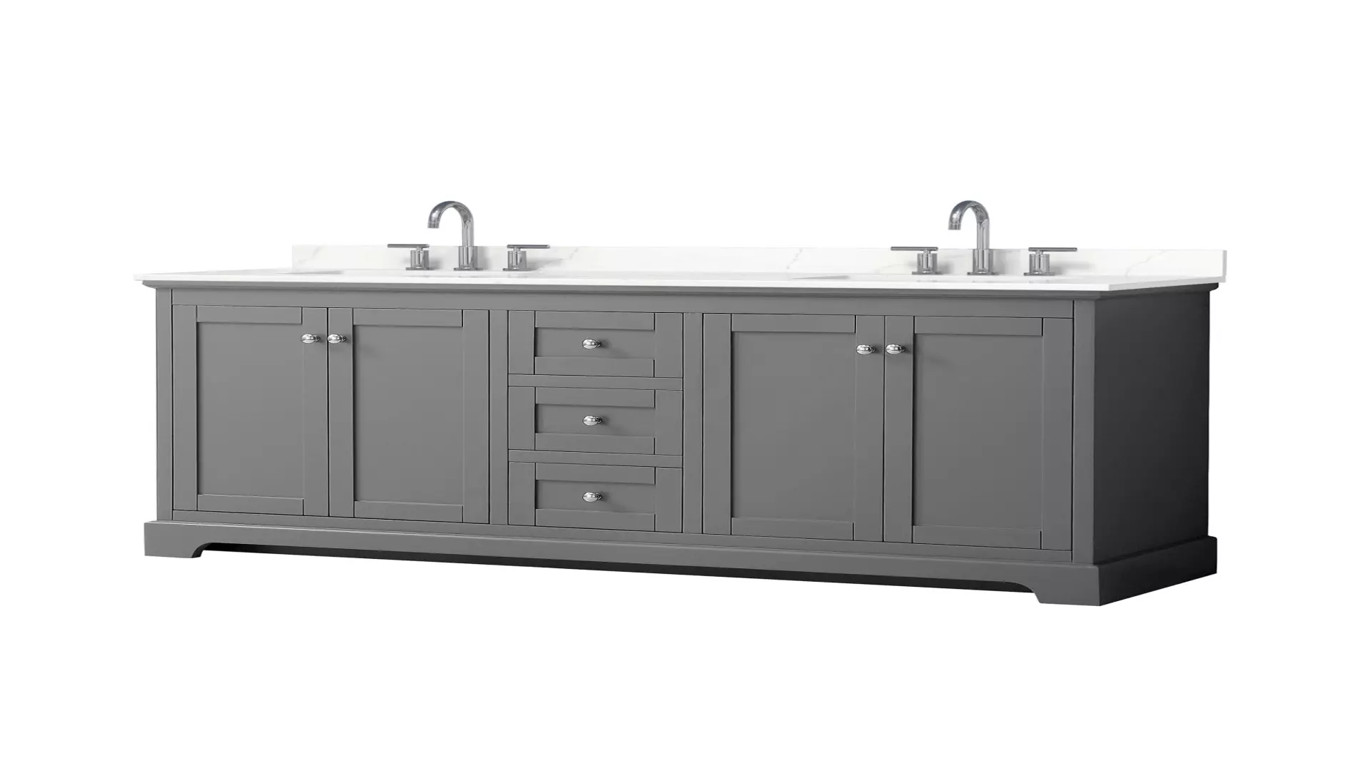 Avery 72 Inch Double Bathroom Vanity in Dark Gray, Giotto Quartz Countertop, Undermount Square Sinks (3-Hole), Polished Chrome Trim material