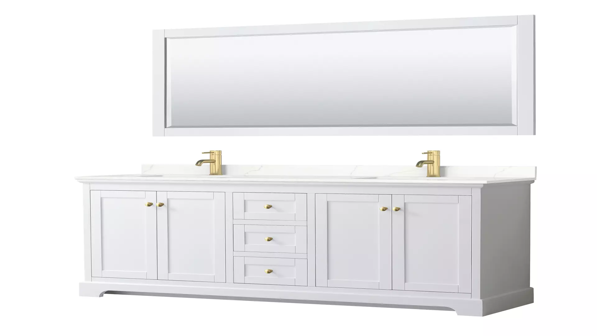 Avery 72 Inch Double Bathroom Vanity in White, Giotto Quartz Countertop, Undermount Square Sinks (1-Hole), Brushed Gold Trim, 70 Inch Mirror material