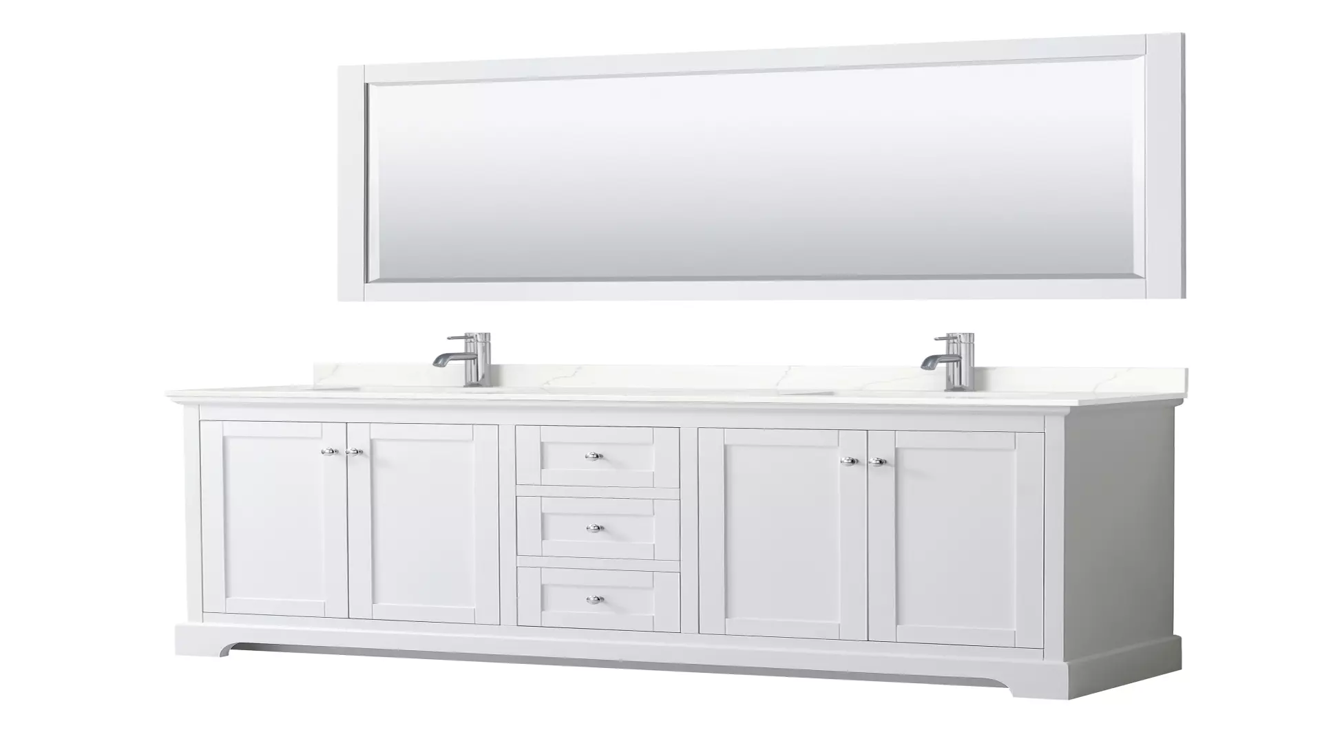 Avery 72 Inch Double Bathroom Vanity in White, Giotto Quartz Countertop, Undermount Square Sinks (1-Hole), Polished Chrome Trim, 70 Inch Mirror material