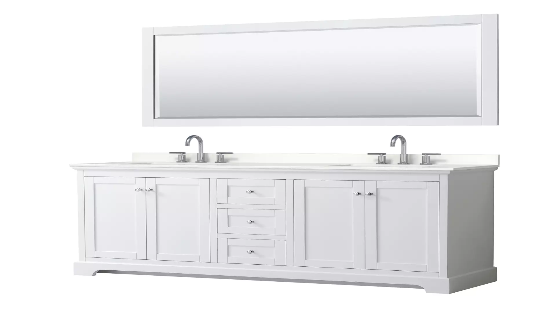 Avery 72 Inch Double Bathroom Vanity in White, White Quartz Countertop, Undermount Square Sinks (3-Hole), Polished Chrome Trim, 70 Inch Mirror material