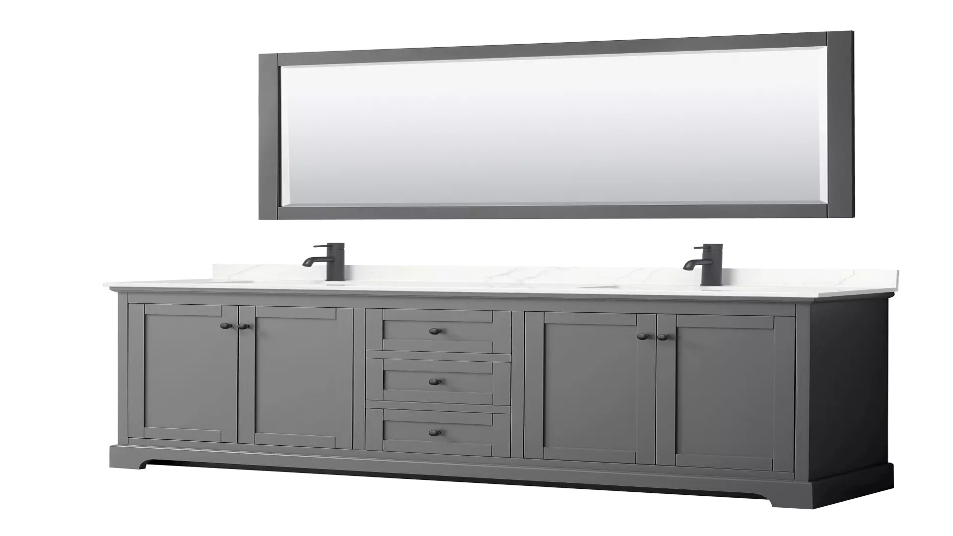 Avery 80 Inch Double Bathroom Vanity in Dark Gray, Giotto Quartz Countertop, Undermount Square Sinks (1-Hole), Matte Black Trim, 70 Inch Mirror material