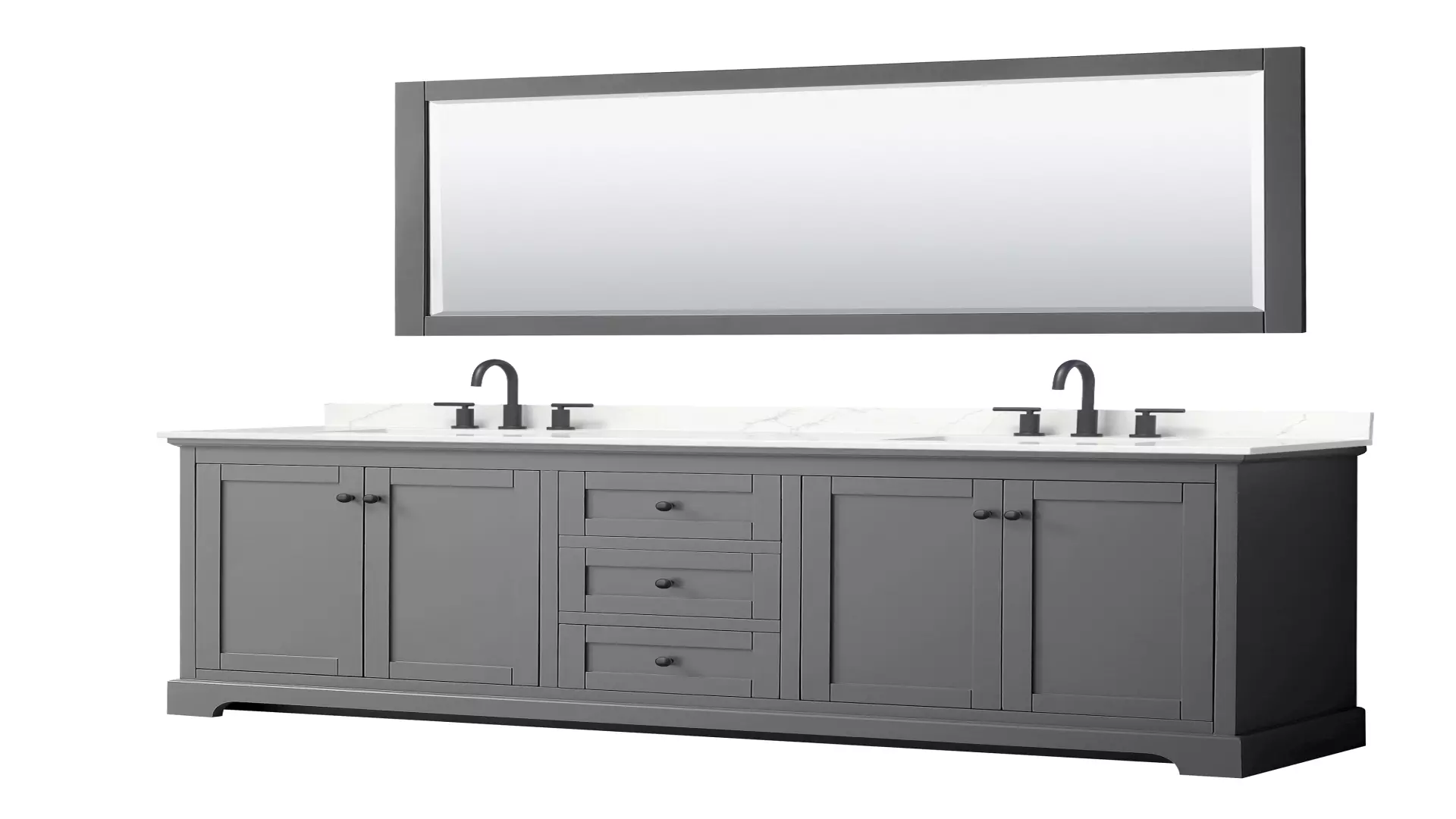 Avery 80 Inch Double Bathroom Vanity in Dark Gray, Giotto Quartz Countertop, Undermount Square Sinks (3-Hole), Matte Black Trim, 70 Inch Mirror material