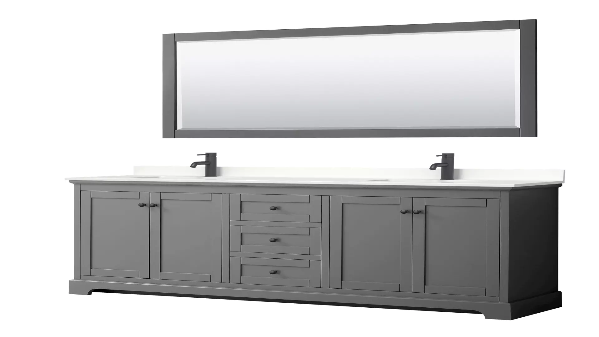 Avery 80 Inch Double Bathroom Vanity in Dark Gray, White Quartz Countertop, Undermount Square Sinks (1-Hole), Matte Black Trim, 70 Inch Mirror material