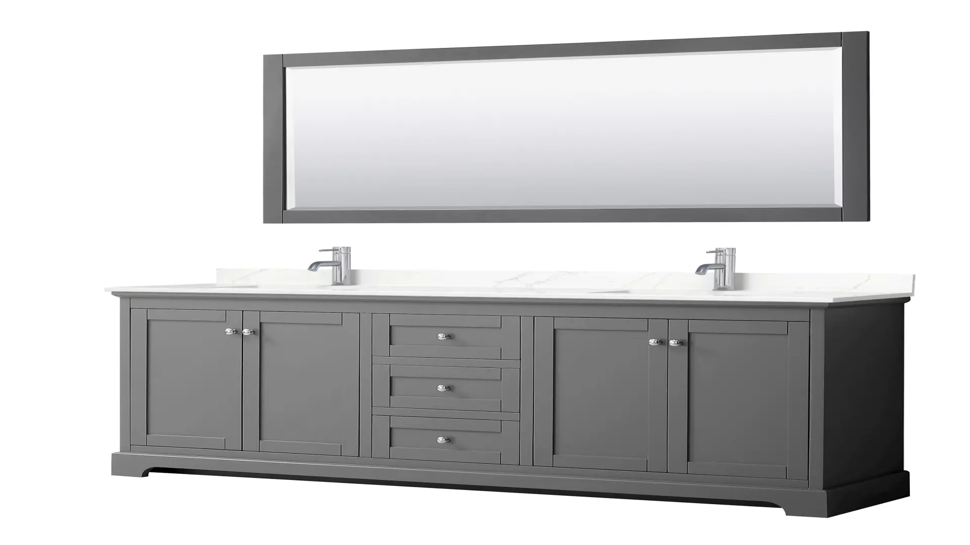 Avery 80 Inch Double Bathroom Vanity in Dark Gray, Giotto Quartz Countertop, Undermount Square Sinks (1-Hole), Polished Chrome Trim, 70 Inch Mirror material