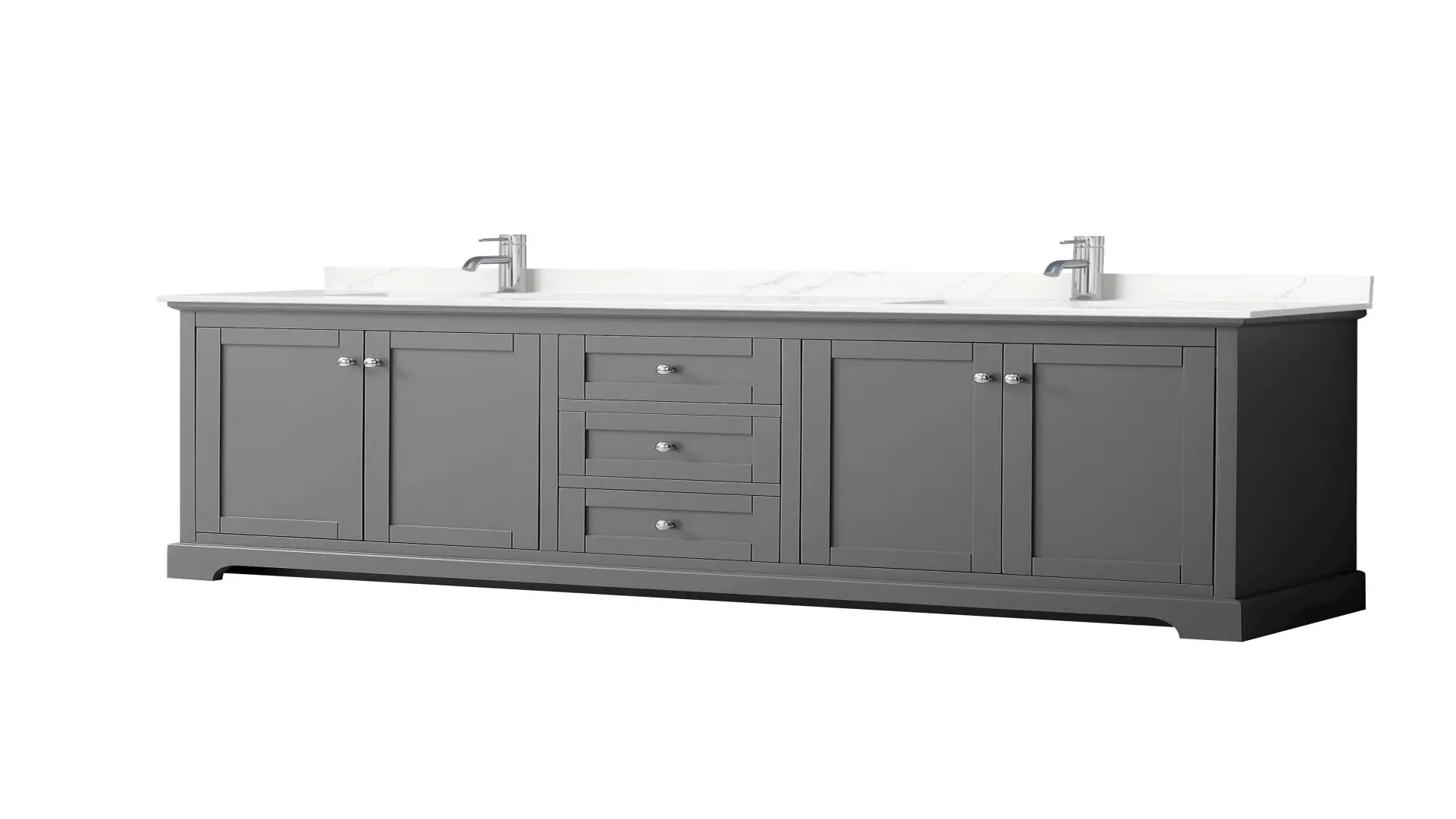 Avery 80 Inch Double Bathroom Vanity in Dark Gray, Giotto Quartz Countertop, Undermount Square Sinks (1-Hole), Polished Chrome Trim material