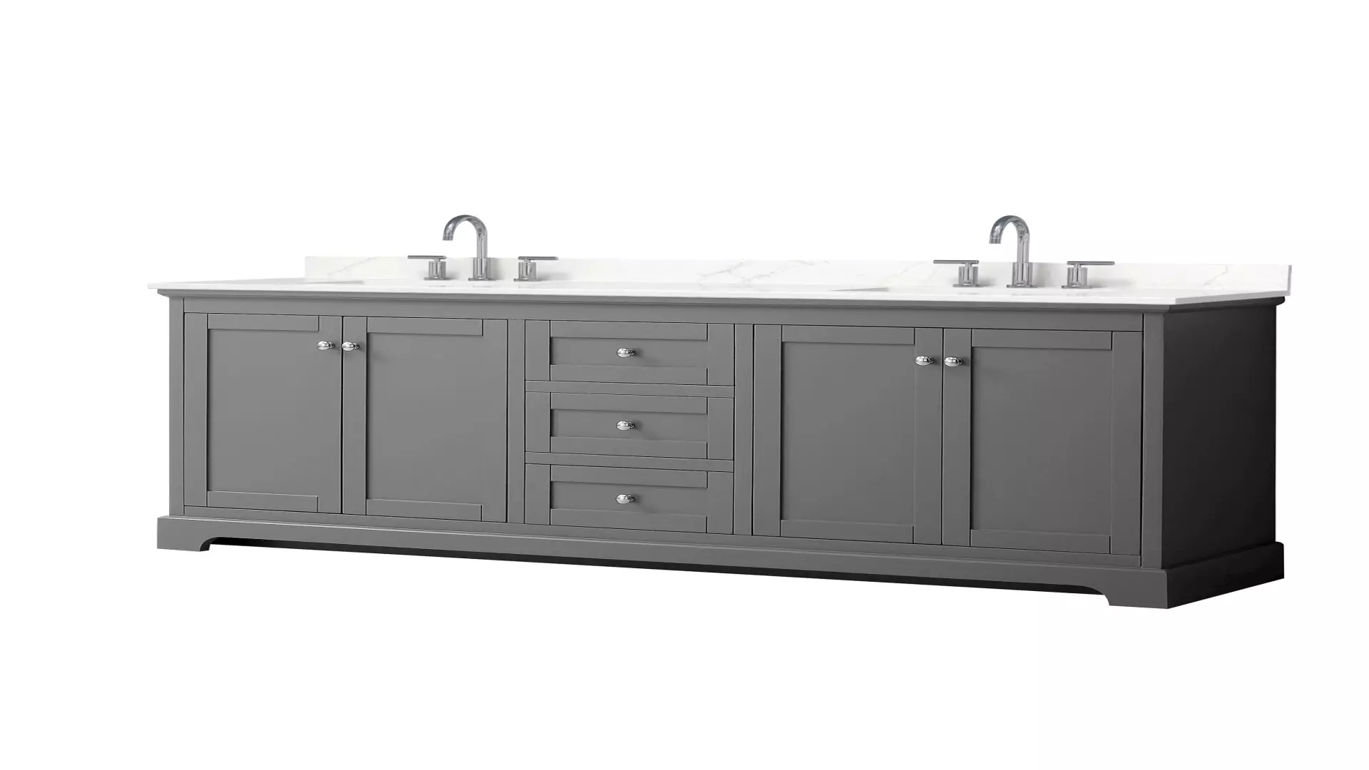 Avery 80 Inch Double Bathroom Vanity in Dark Gray, Giotto Quartz Countertop, Undermount Square Sinks (3-Hole), Polished Chrome Trim material