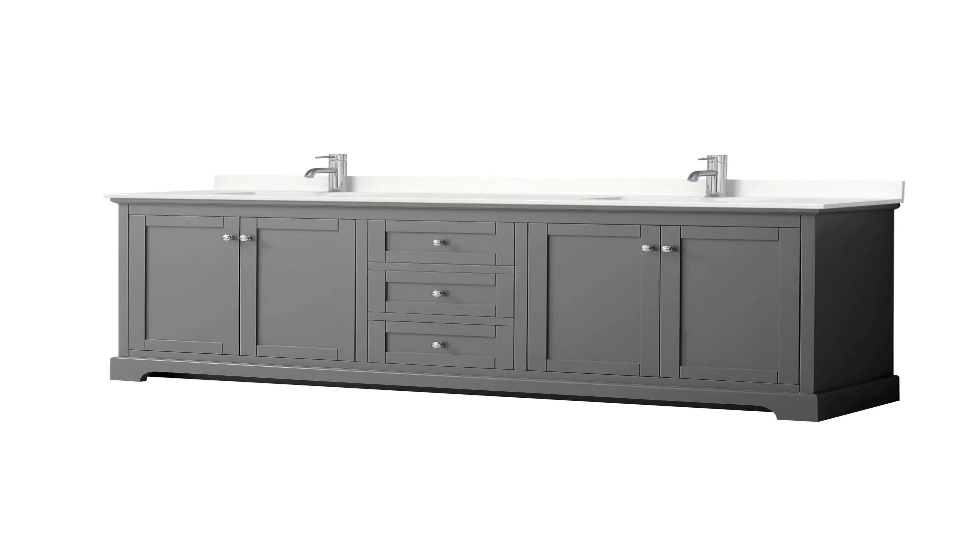 Avery 80 Inch Double Bathroom Vanity in Dark Gray, White Quartz Countertop, Undermount Square Sinks (1-Hole), Polished Chrome Trim material