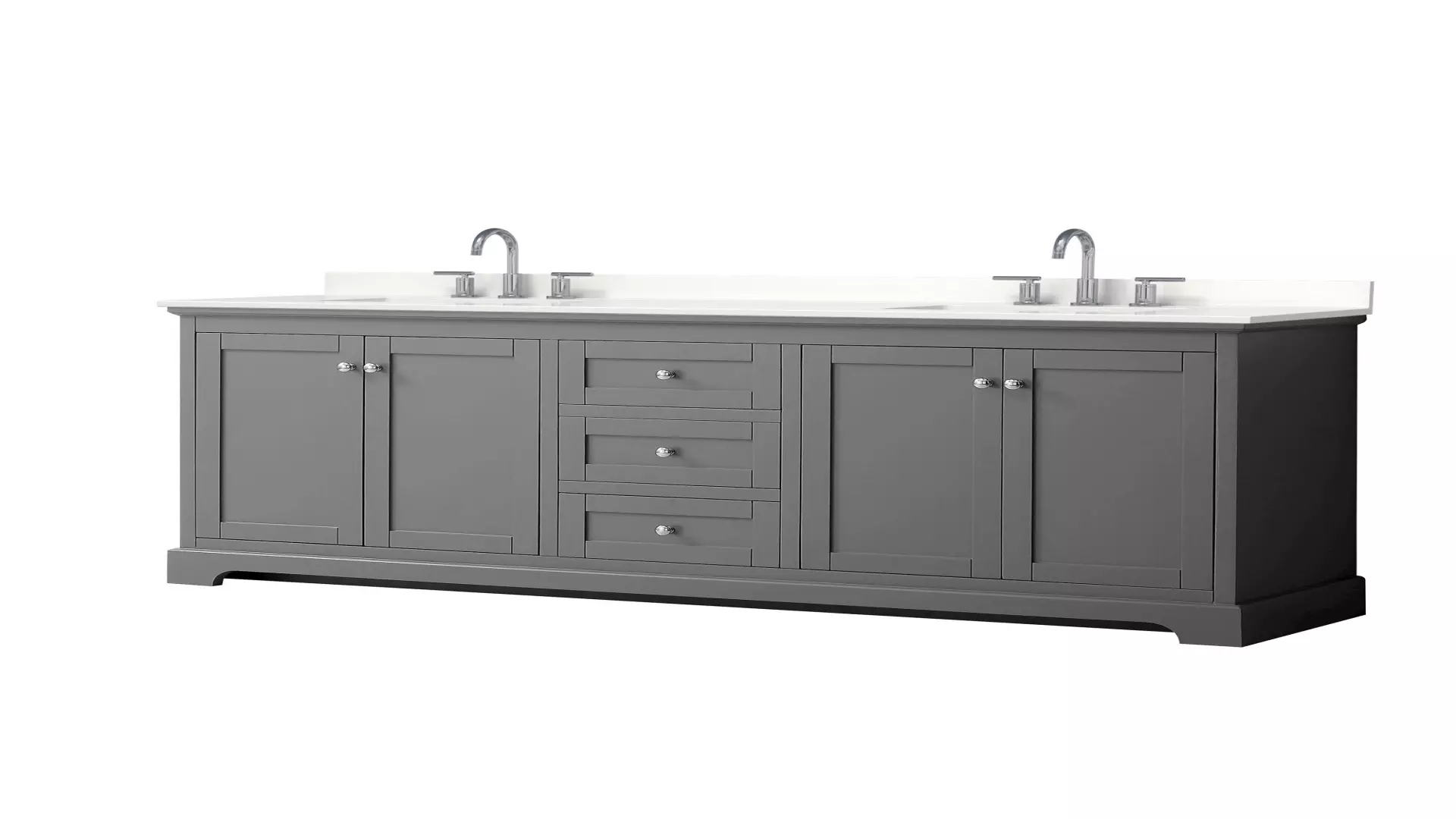Avery 80 Inch Double Bathroom Vanity in Dark Gray, White Quartz Countertop, Undermount Square Sinks (3-Hole), Polished Chrome Trim material