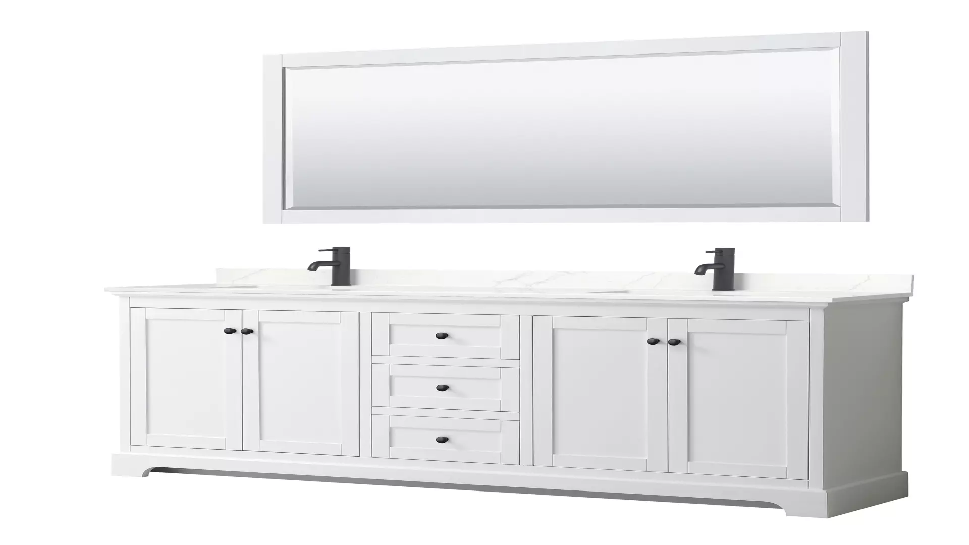 Avery 80 Inch Double Bathroom Vanity in White, Giotto Quartz Countertop, Undermount Square Sinks (1-Hole), Matte Black Trim, 70 Inch Mirror material