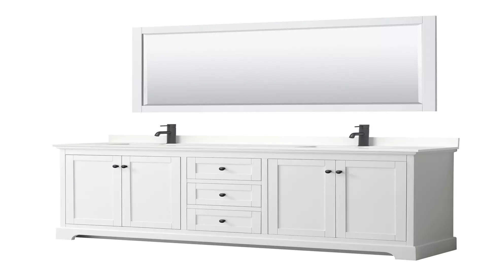 Avery 80 Inch Double Bathroom Vanity in White, White Quartz Countertop, Undermount Square Sinks (1-Hole), Matte Black Trim, 70 Inch Mirror material