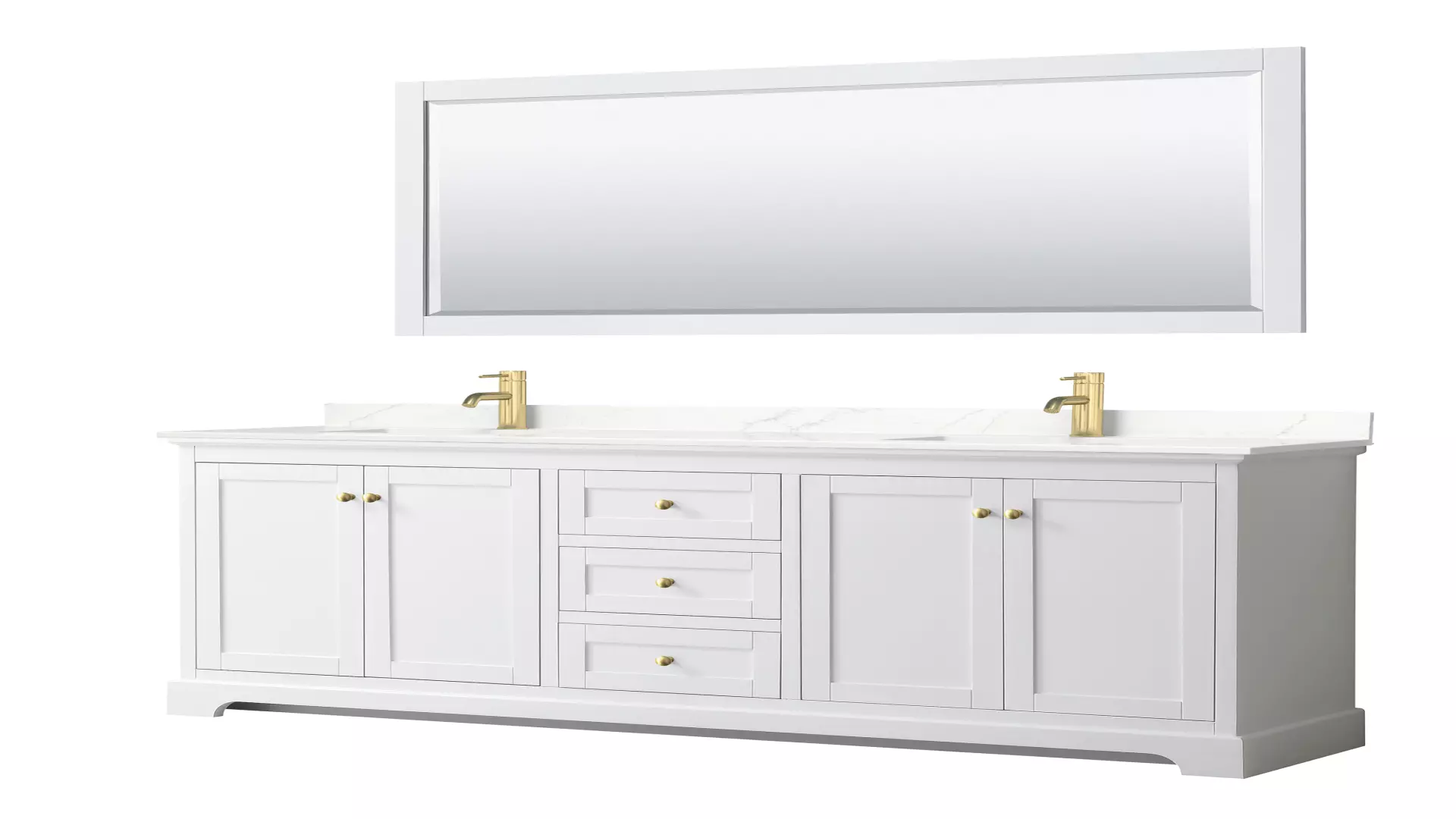 Avery 80 Inch Double Bathroom Vanity in White, Giotto Quartz Countertop, Undermount Square Sinks (1-Hole), Brushed Gold Trim, 70 Inch Mirror material