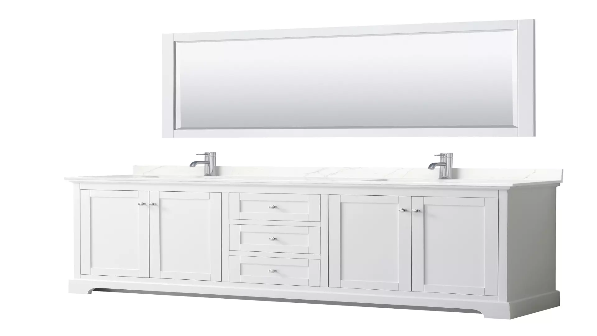 Avery 80 Inch Double Bathroom Vanity in White, Giotto Quartz Countertop, Undermount Square Sinks (1-Hole), Polished Chrome Trim, 70 Inch Mirror material