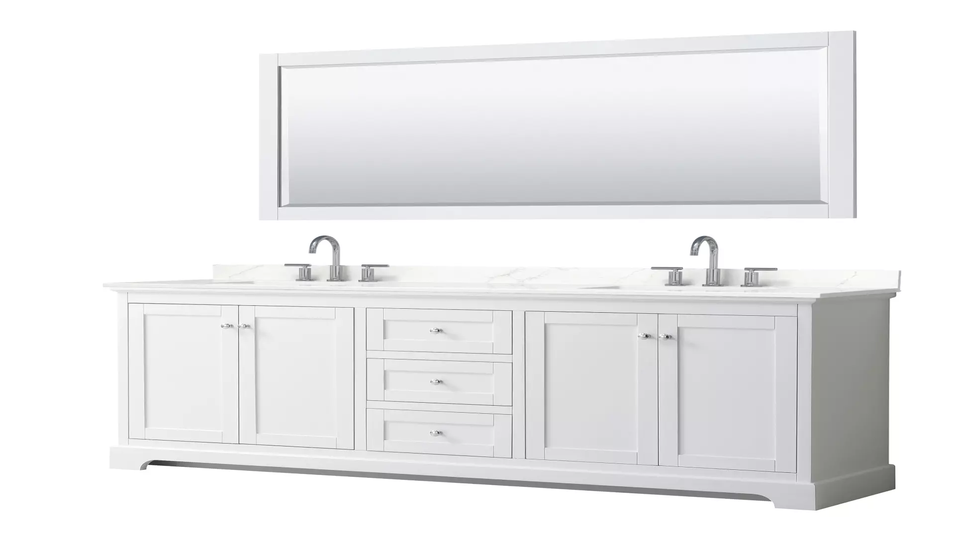 Avery 80 Inch Double Bathroom Vanity in White, Giotto Quartz Countertop, Undermount Square Sinks (3-Hole), Polished Chrome Trim, 70 Inch Mirror material