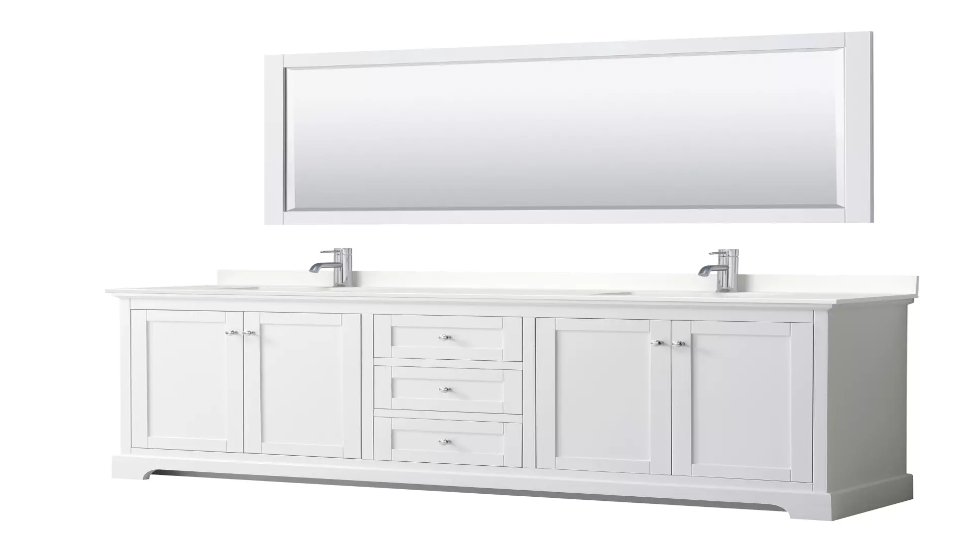 Avery 80 Inch Double Bathroom Vanity in White, White Quartz Countertop, Undermount Square Sinks (1-Hole), Polished Chrome Trim, 70 Inch Mirror material