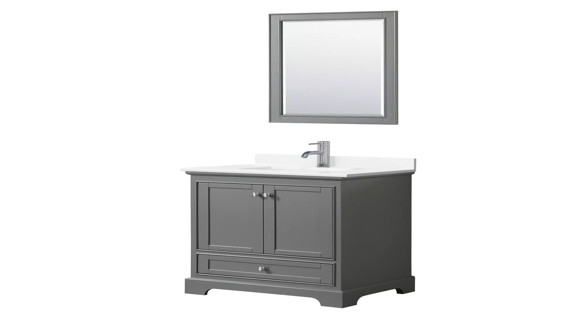 Deborah 30 Inch Single Bathroom Vanity in Dark Gray, White Quartz Countertop, Undermount Square Sink (1-Hole), Polished Chrome Trim, 24 Inch Mirror material