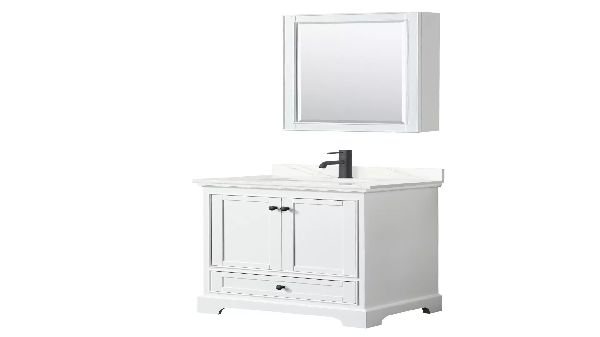 Deborah 30 Inch Single Bathroom Vanity in White, Giotto Quartz Countertop, Undermount Square Sink (1-Hole), Matte Black Trim, Medicine Cabinet material