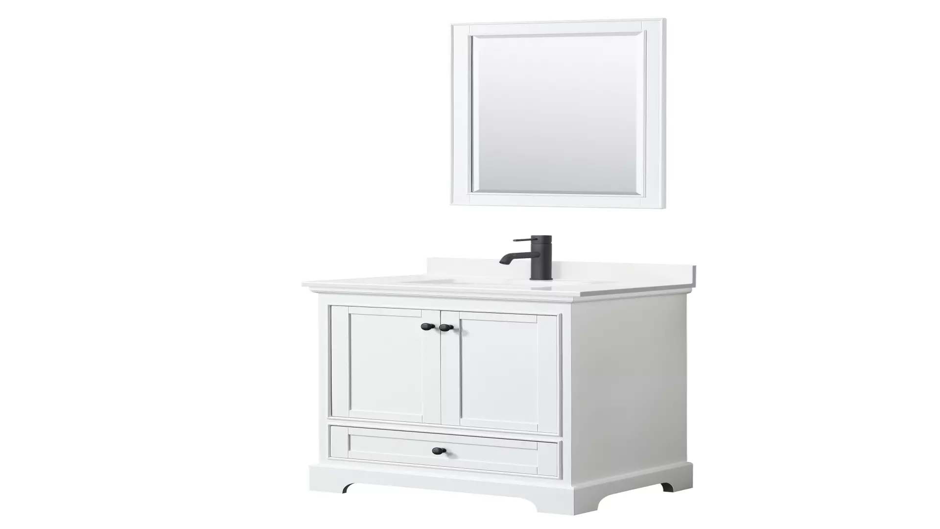 Deborah 30 Inch Single Bathroom Vanity in White, White Quartz Countertop, Undermount Square Sink (1-Hole), Matte Black Trim, 24 Inch Mirror material