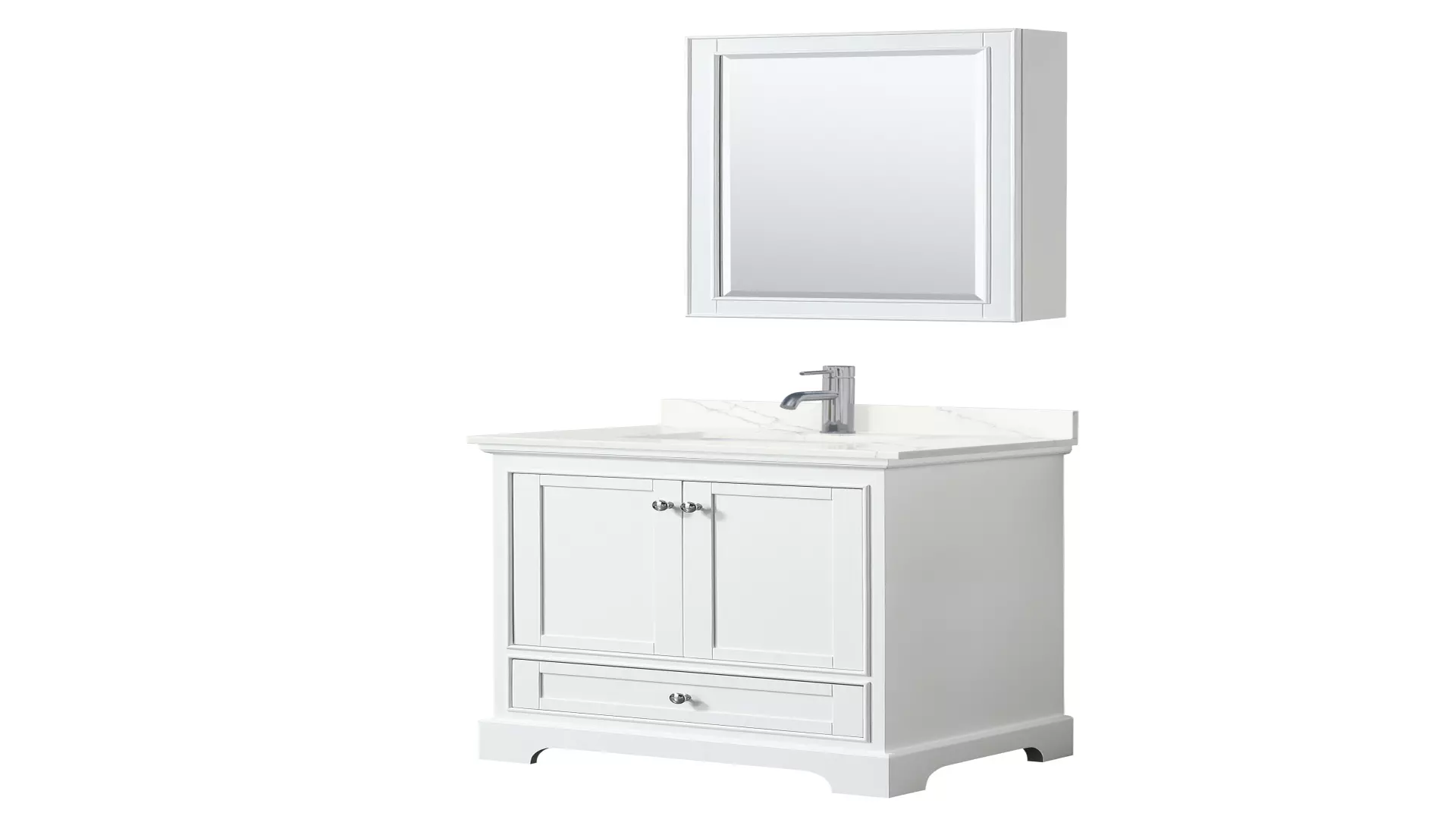 Deborah 30 Inch Single Bathroom Vanity in White, Giotto Quartz Countertop, Undermount Square Sink (1-Hole), Polished Chrome Trim, Medicine Cabinet material