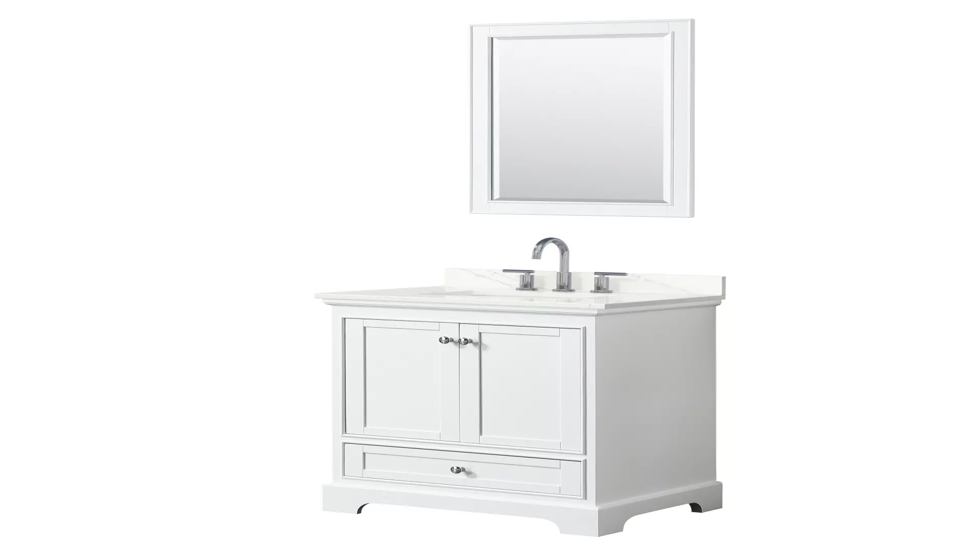 Deborah 30 Inch Single Bathroom Vanity in White, Giotto Quartz Countertop, Undermount Square Sink (3-Hole), Polished Chrome Trim, 24 Inch Mirror material