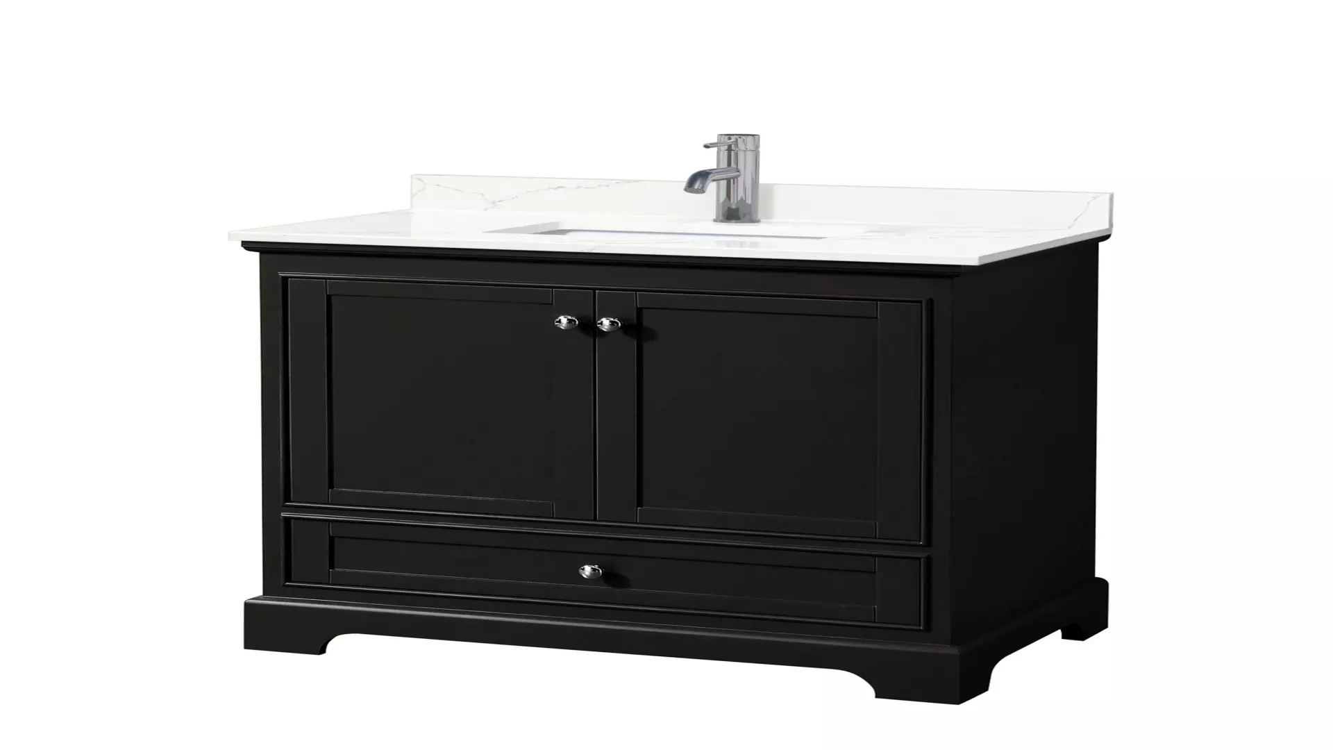 Deborah 36 Inch Single Bathroom Vanity in Dark Espresso, Giotto Quartz Countertop, Undermount Square Sink (1-Hole), Polished Chrome Trim material