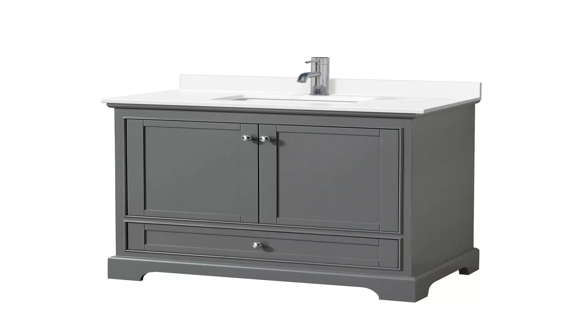 Deborah 36 Inch Single Bathroom Vanity in Dark Gray, White Quartz Countertop, Undermount Square Sink (1-Hole), Polished Chrome Trim material